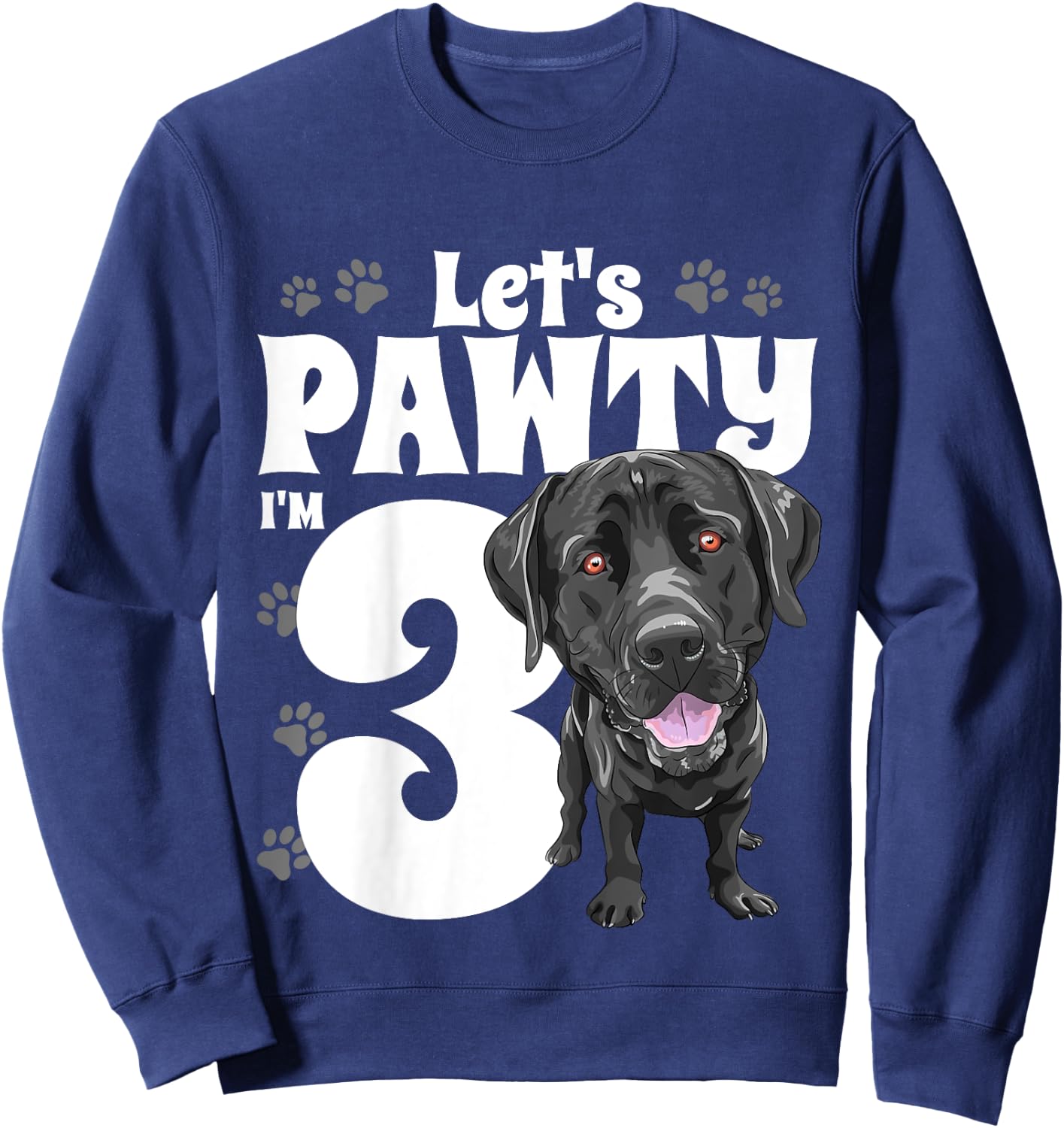 3 Year Old Black Lab Dog Birthday Pawty Labrador 3rd Gift Kids Sweatshirt - Sweatshirt | Navy