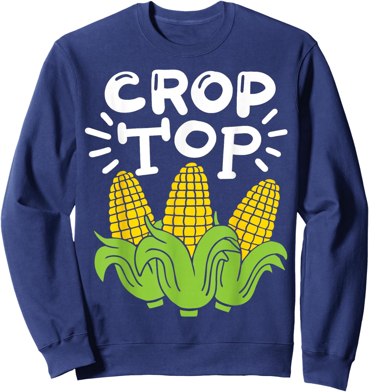 Corn Farm Farmer Co. Women's Black Cartoon Crop Top Sweatshirt - Sweatshirt | Navy