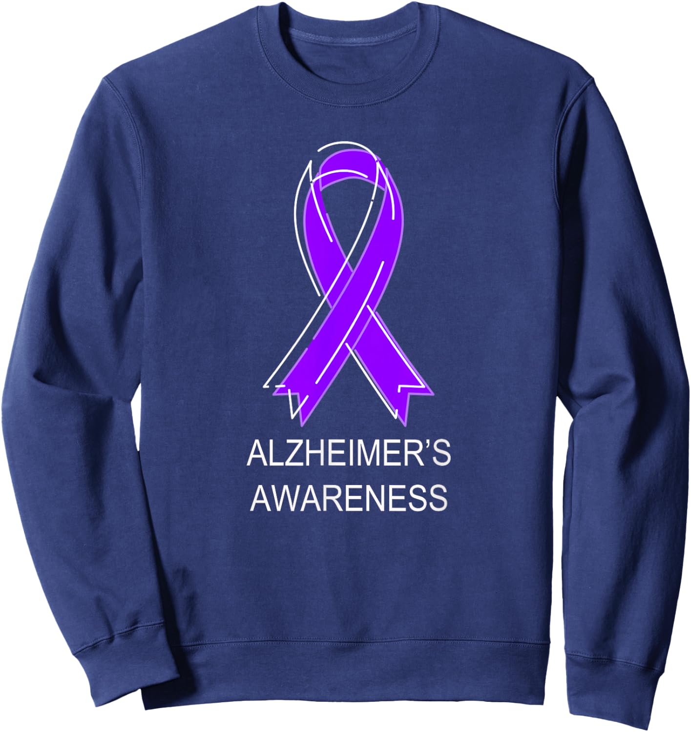Alzheimer's Awareness Purple Ribbon Sweatshirt - Sweatshirt | Navy