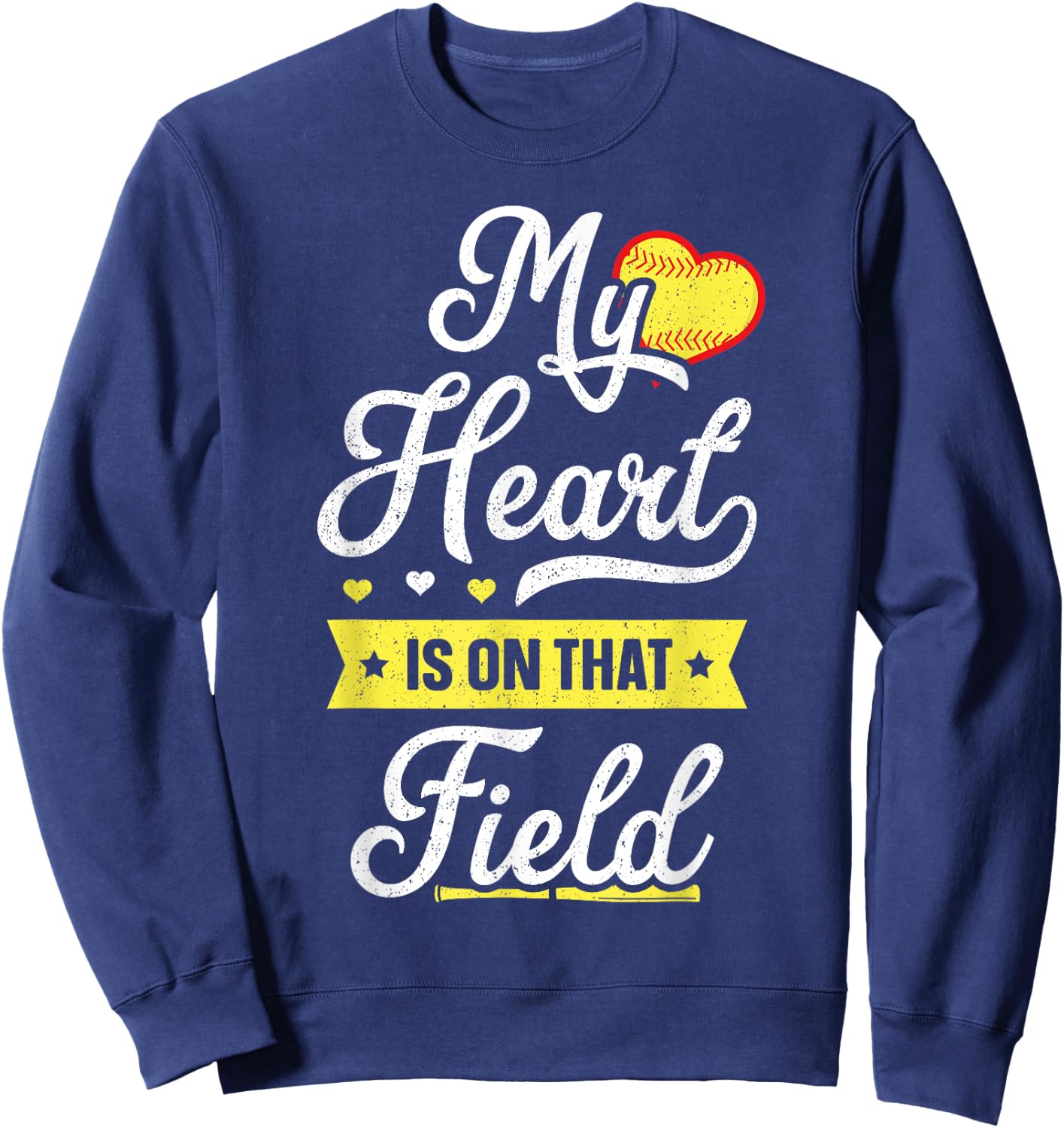 My Heart Is On That Field Shirt Gift Cute Mom Softball Sweatshirt - Sweatshirt | Navy