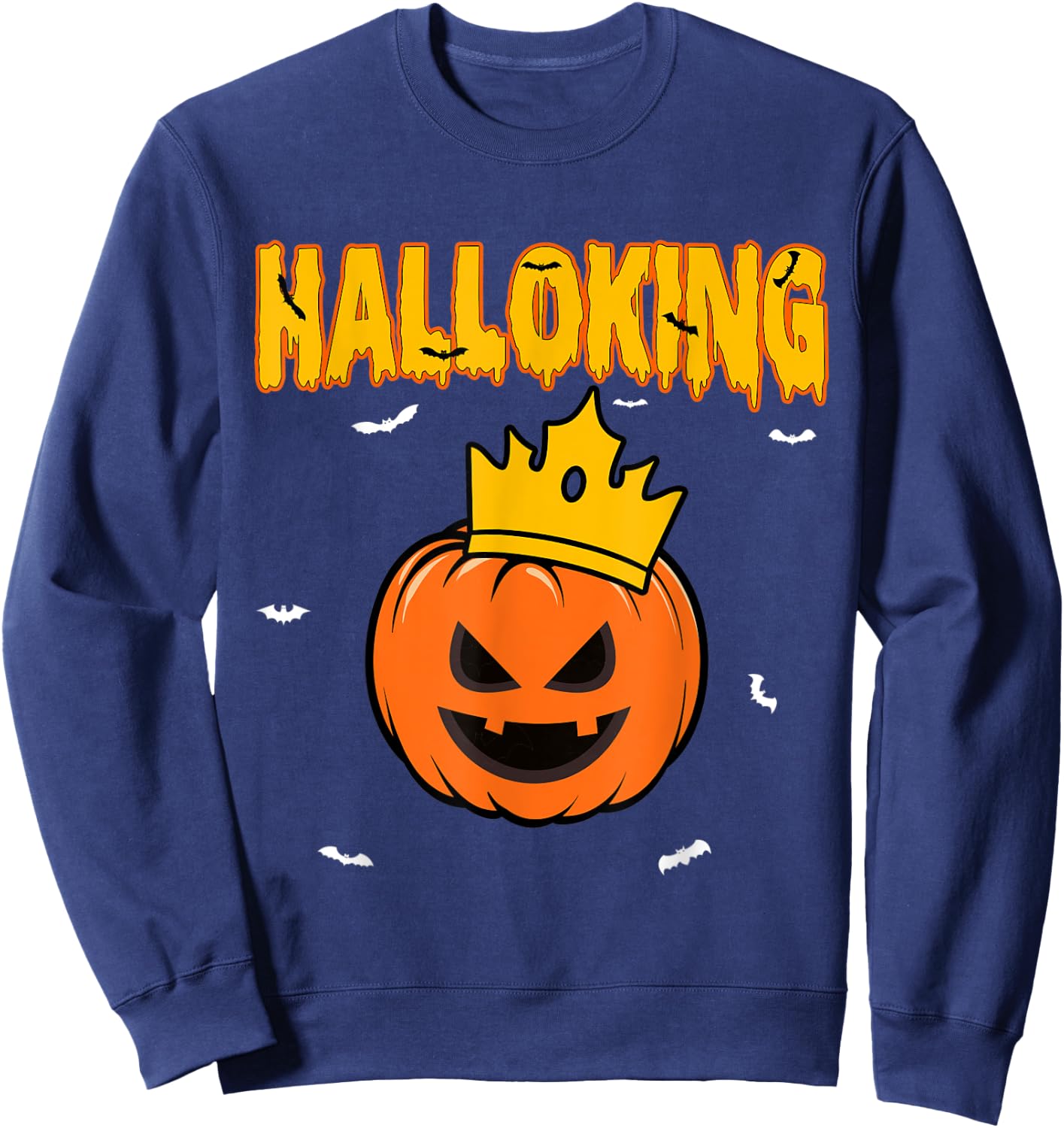Halloking Halloween King Evil Pumpkin with Vintage Crown Sweatshirt - Sweatshirt | Navy