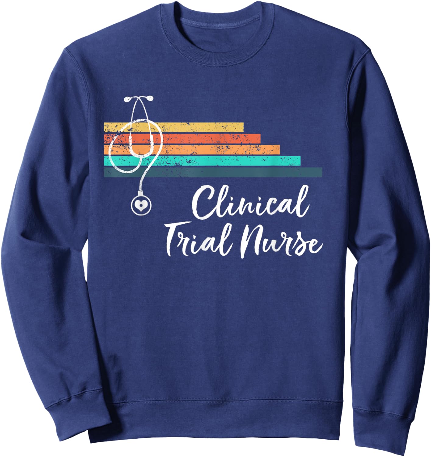 Retro Vintage Medical Stethoscope Clinical Trial Nurse Sweatshirt - Sweatshirt | Navy