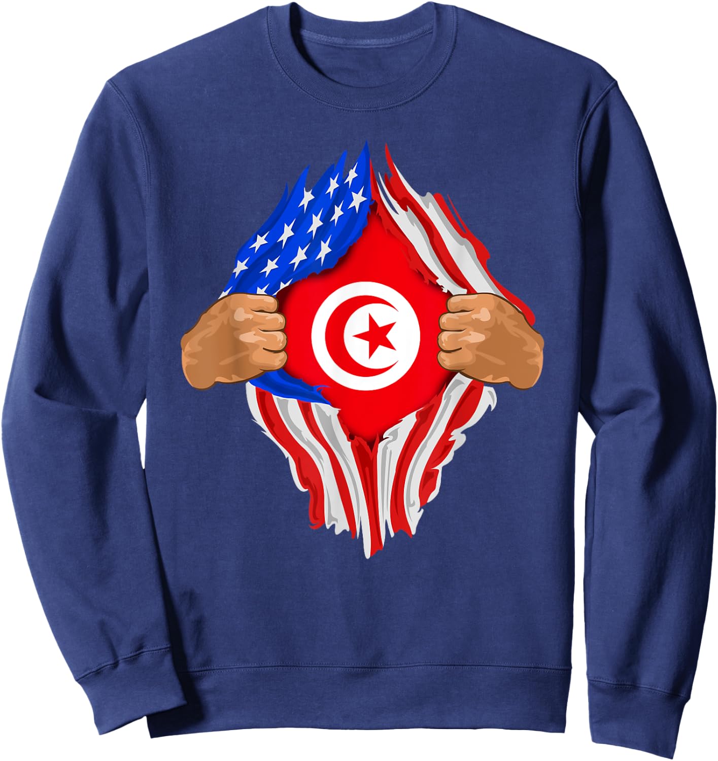 Tunisian Blood Inside Me | Tunisia Flag Gift Sweatshirt - Sweatshirt | Navy