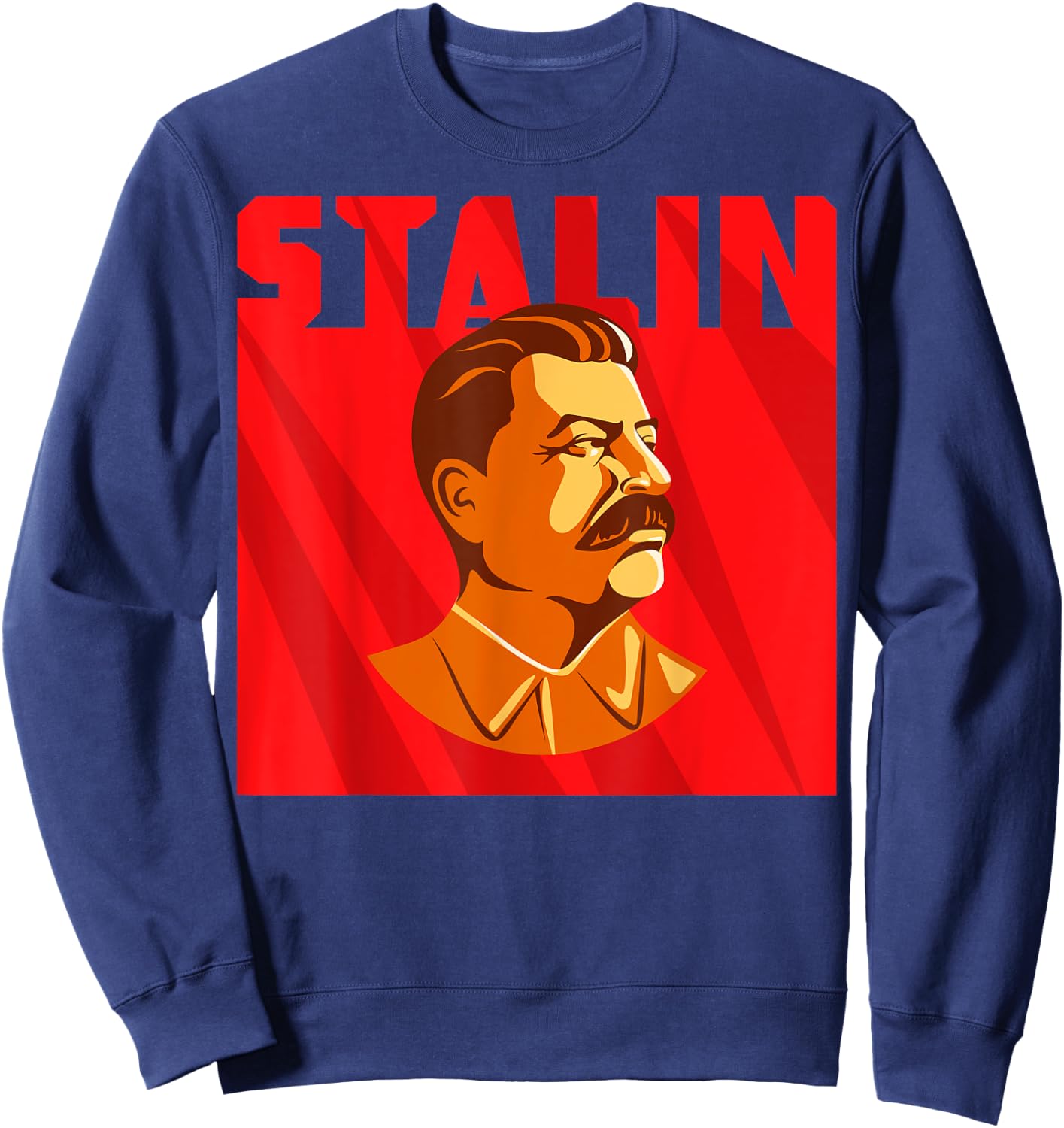 Stalin on red background SOVI8 Vintage Propaganda Sweatshirt - Sweatshirt | Navy