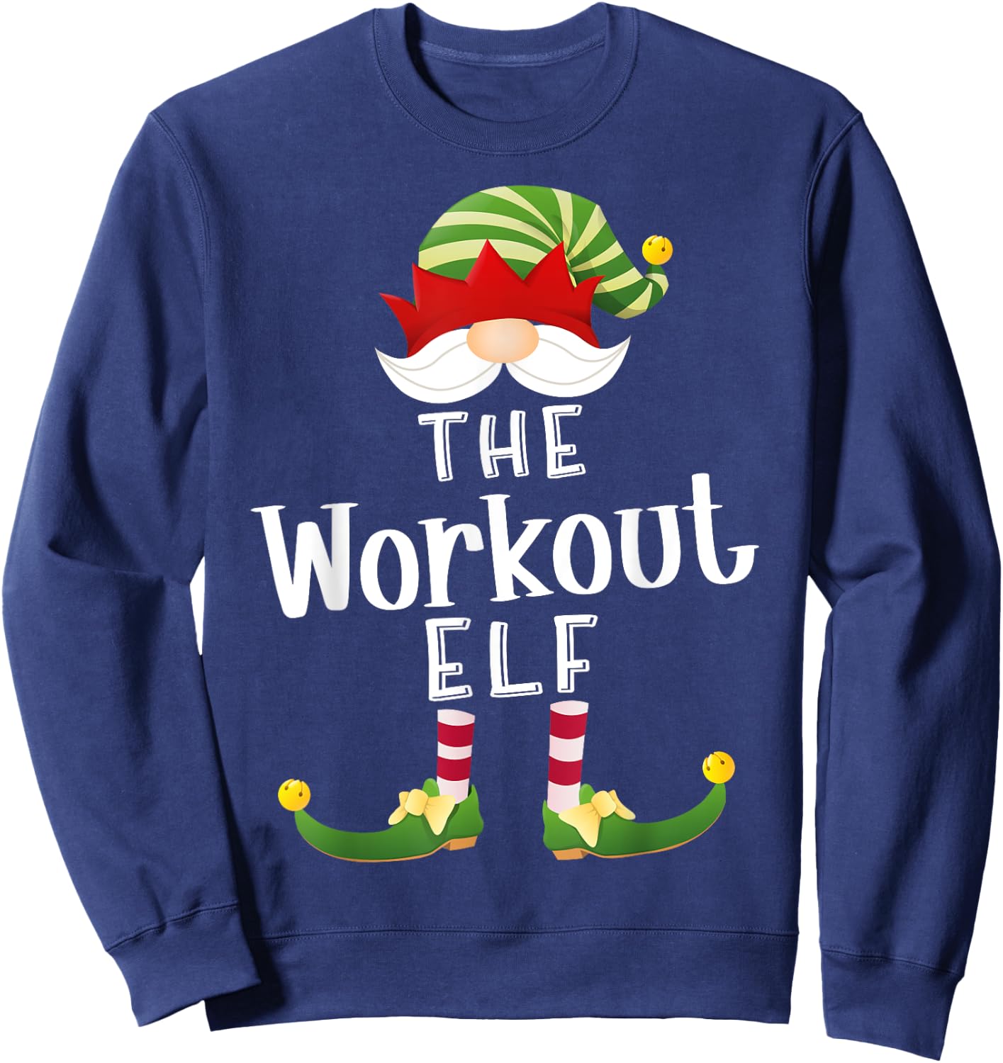 Workout Elf Group Christmas Funny Pajama Party Sweatshirt - Sweatshirt | Navy