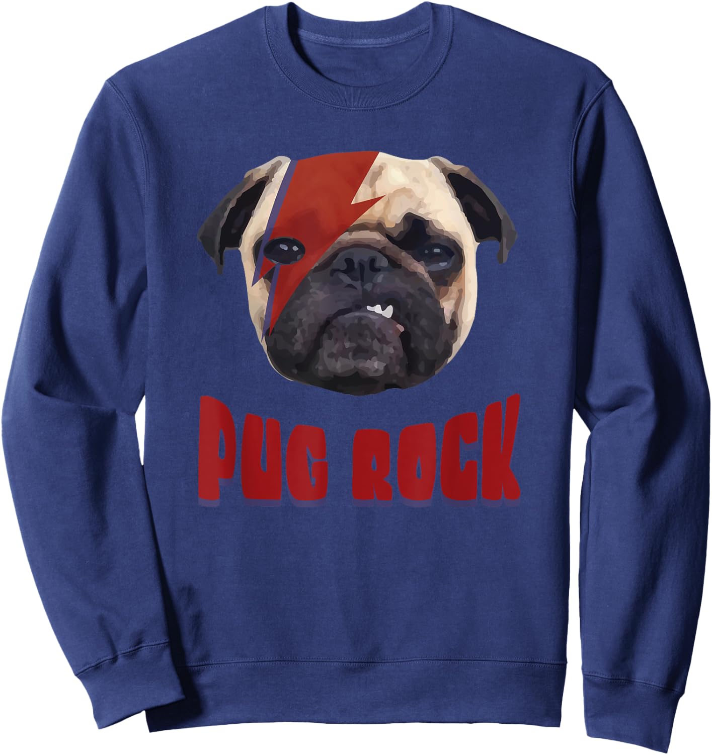 Pug Rock Funny Rockin Glam Dog Pug Face Retro Vintage Women Kids Sweatshirt - Sweatshirt | Navy
