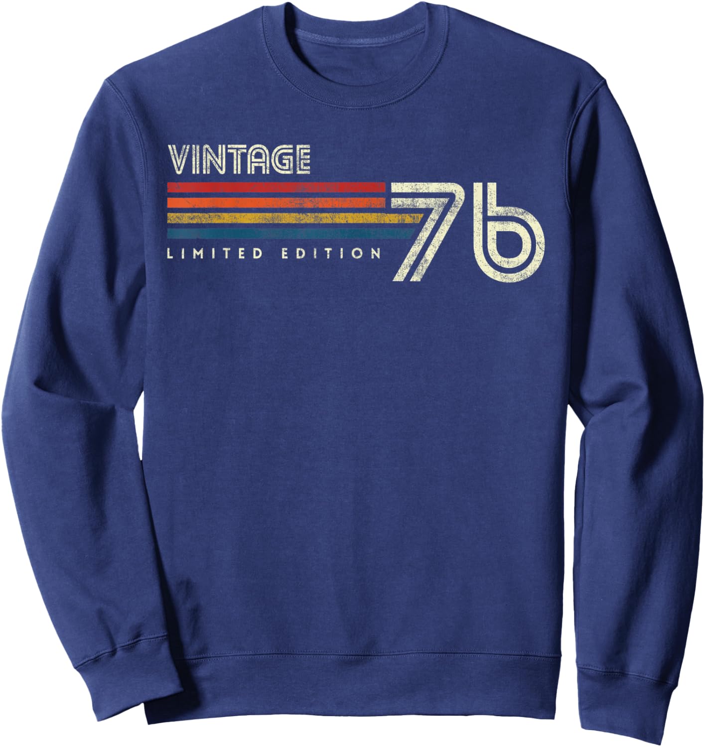 Vintage 1976 Chest Stripe Birthday Sweatshirt - Sweatshirt | Navy