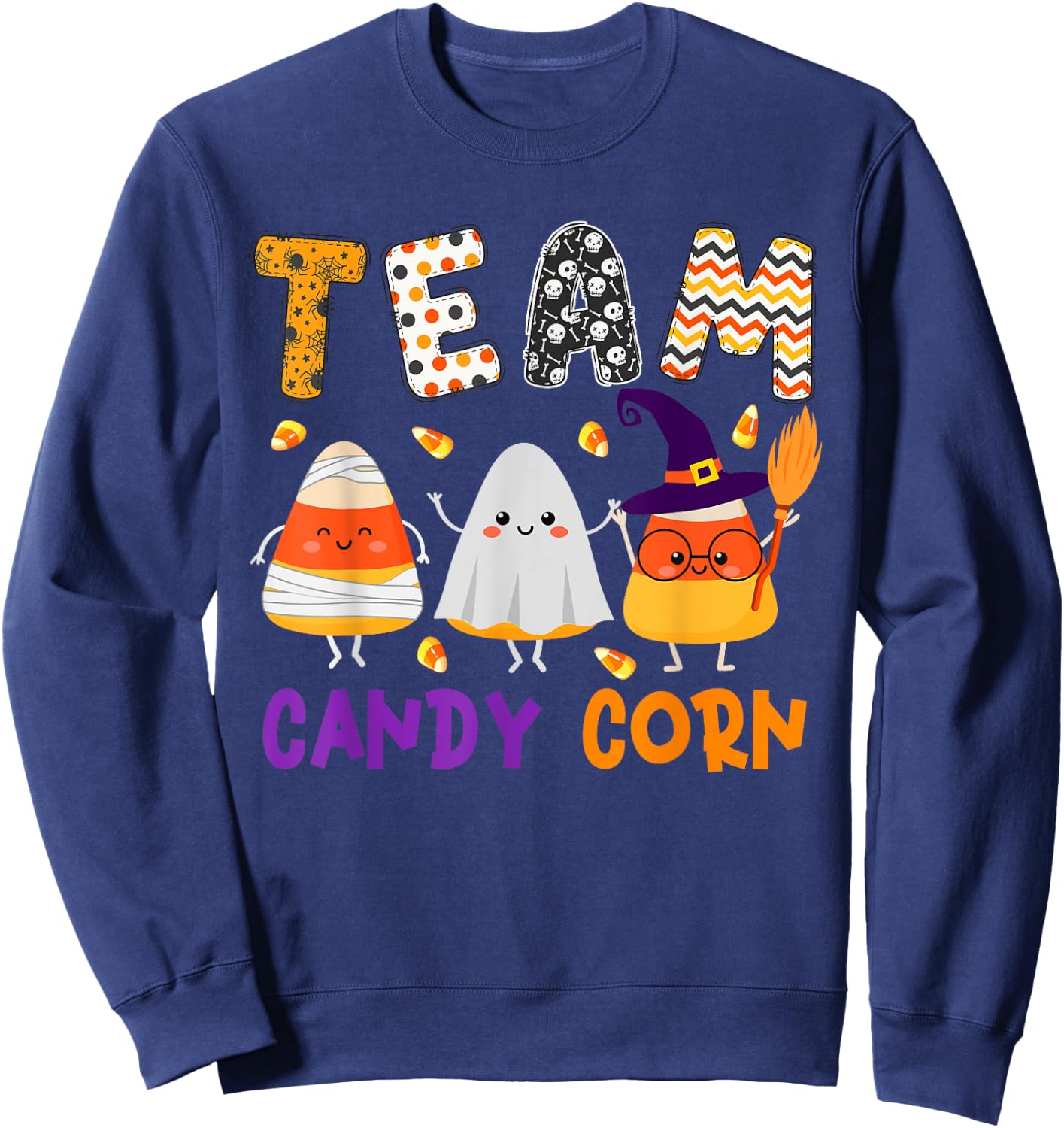 Team Candy Corn Halloween Candy Corns As Witch Boo Mummy Sweatshirt - Sweatshirt | Navy