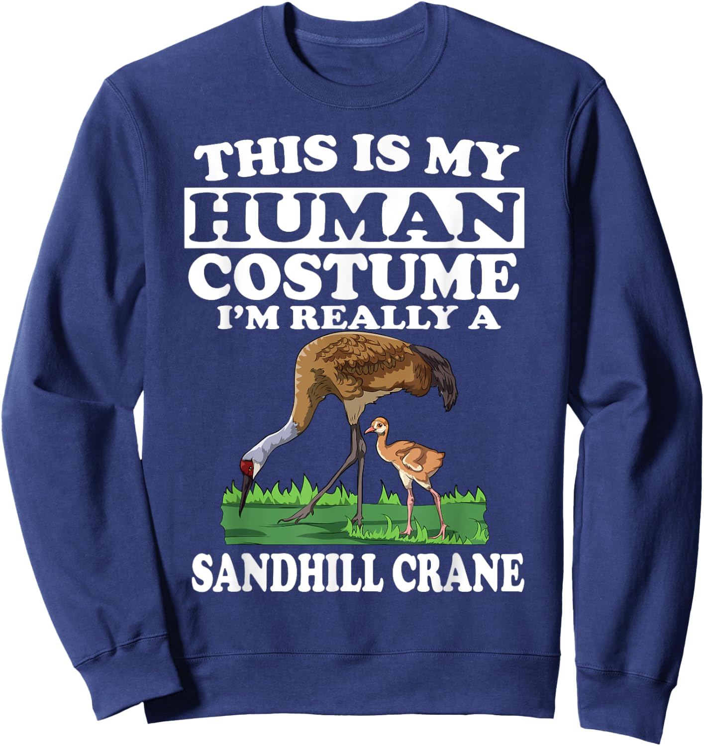 This Is My Human Costume I'm Really A Sandhill Crane Birding Sweatshirt - Sweatshirt | Navy