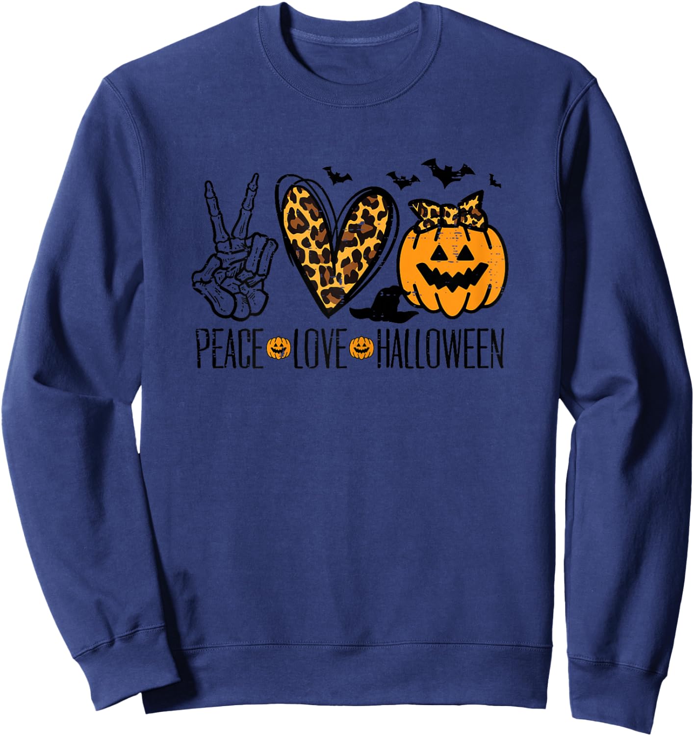 Peace Love Halloween Costume Women Girls Kids Toddler Youth Sweatshirt - Sweatshirt | Navy