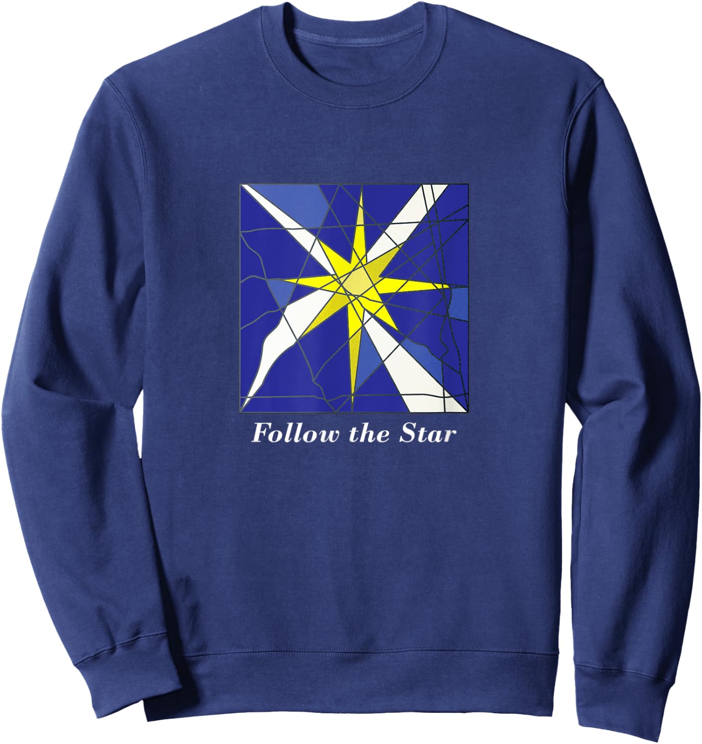 Stained Glass Style Star of Bethlehem Christmas Sweatshirt - Sweatshirt | Navy