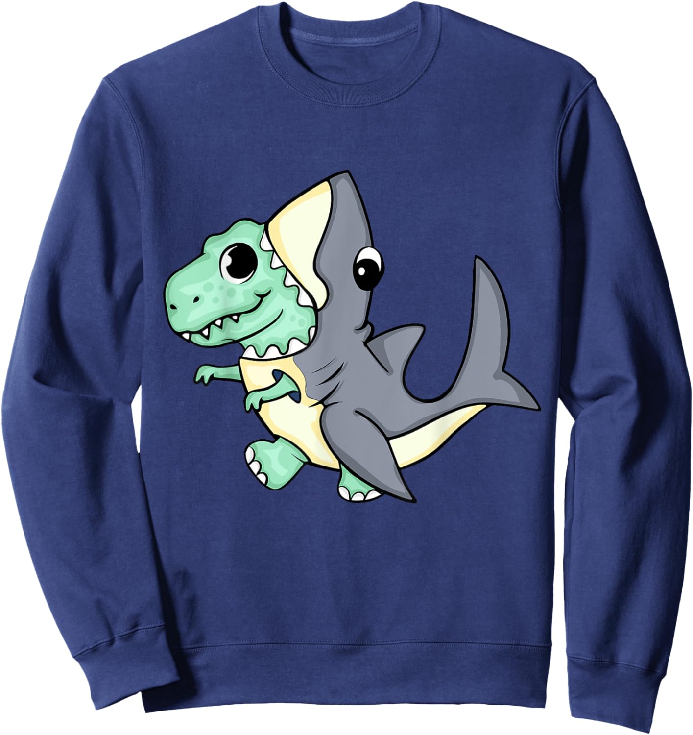 Cute Dinosaur In Shark Costume Kids Dinosaur Sweatshirt - Sweatshirt | Navy