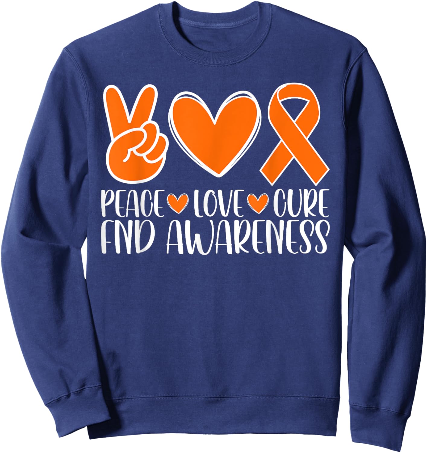 FND Awareness Peace Love Cure Sweatshirt - Sweatshirt | Navy