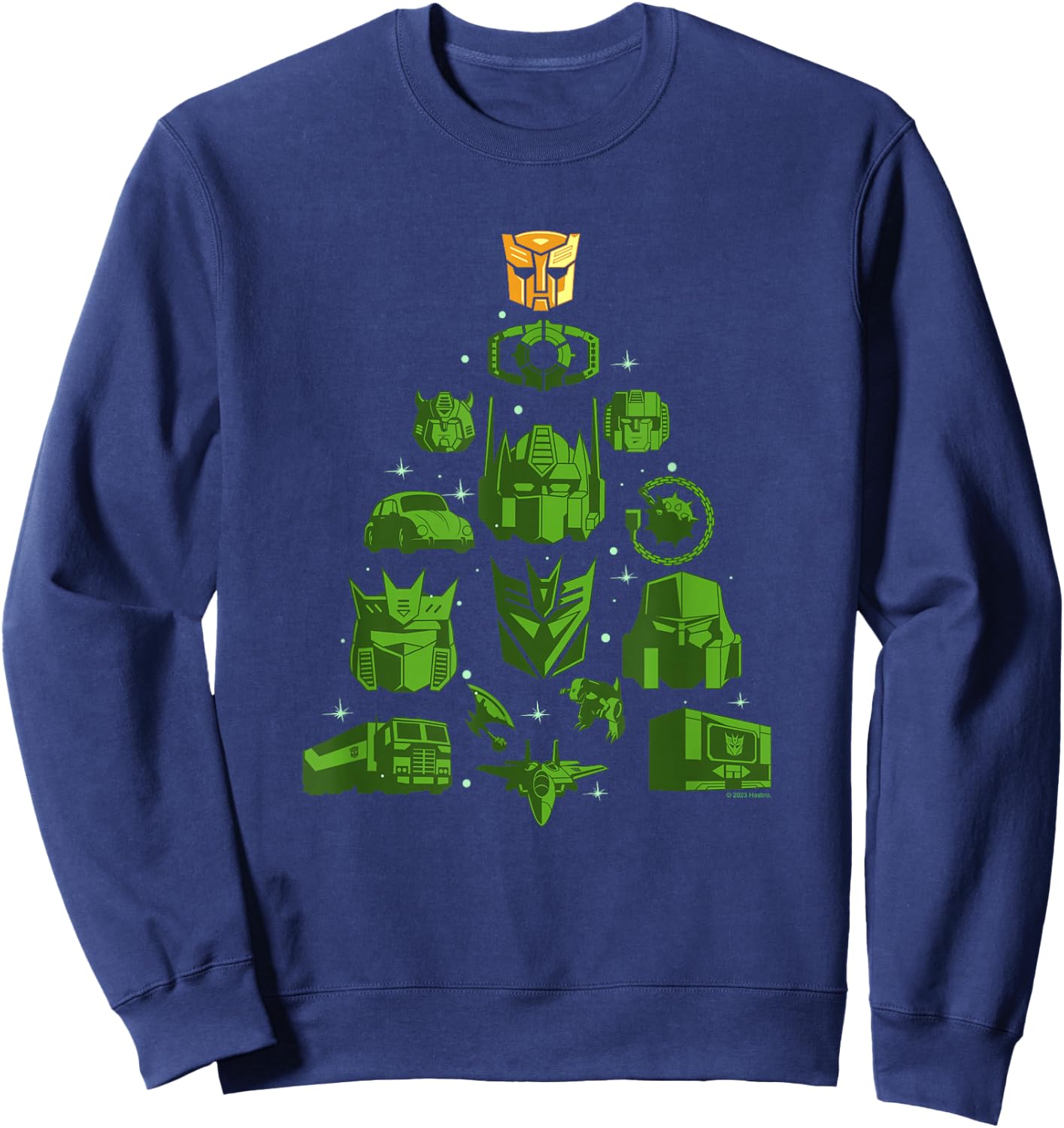 Transformers Christmas Vintage Autobot Christmas Tree Stack Sweatshirt - Sweatshirt | Navy
