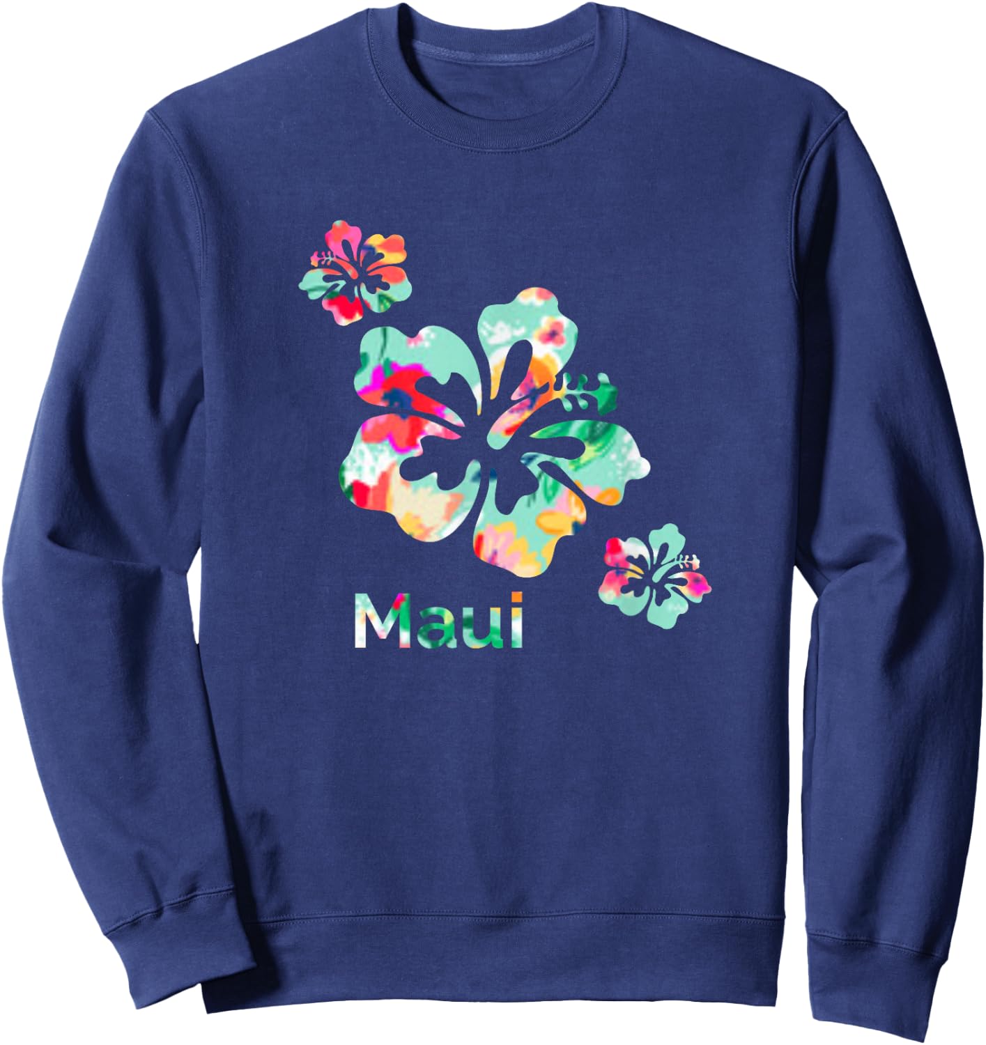 Maui T Shirt Hawaii Islands Hawaiian Hibiscus Flowers Surfer Sweatshirt - Sweatshirt | Navy