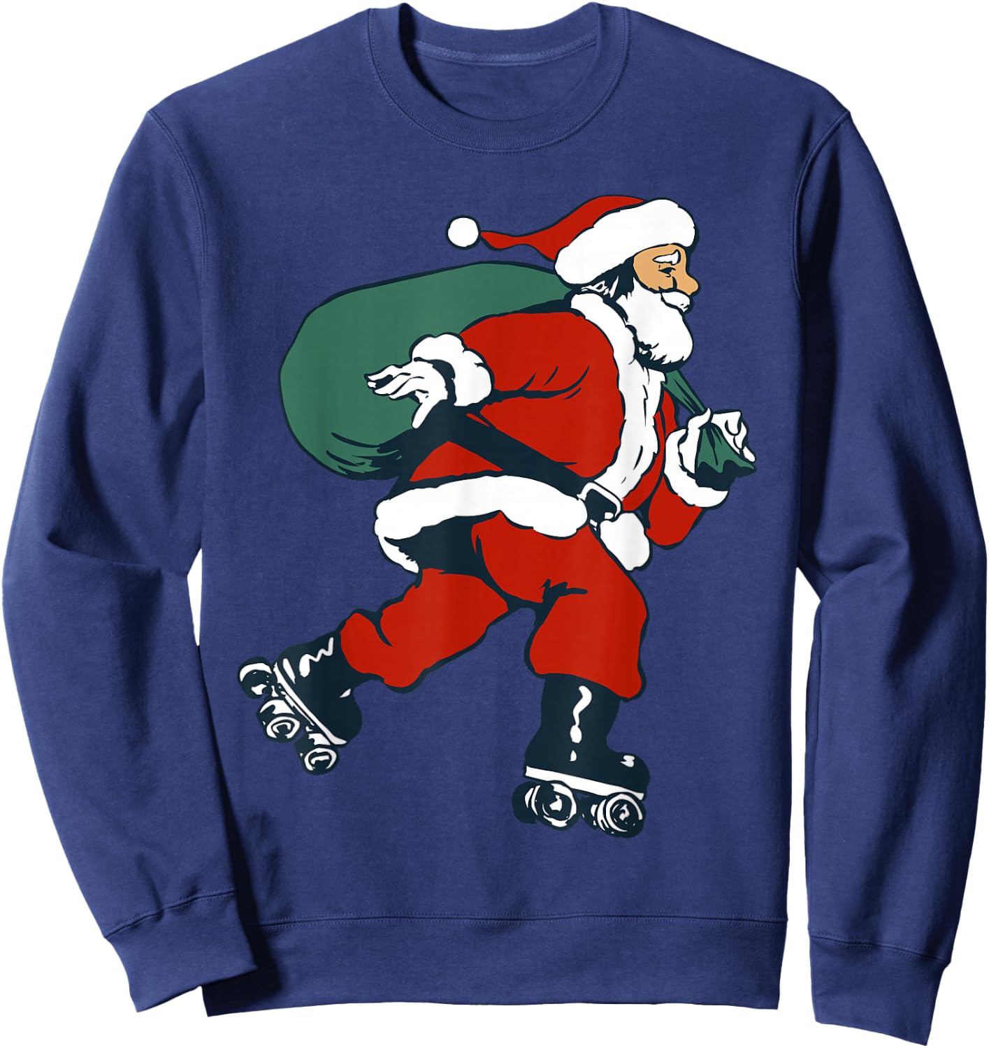Santa Roller Skating Funny Christmas Skater Kids Boys Sweatshirt - Sweatshirt | Navy