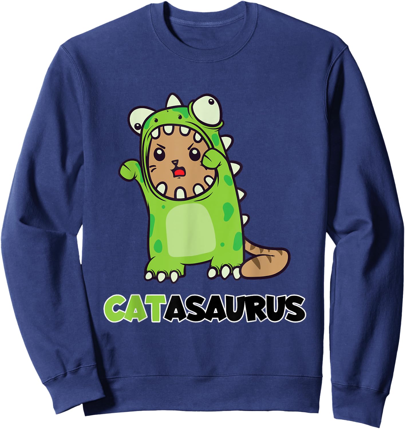 Funny Catasaurus Cat Dino Costume Dinosaur Gift Sweatshirt - Sweatshirt | Navy