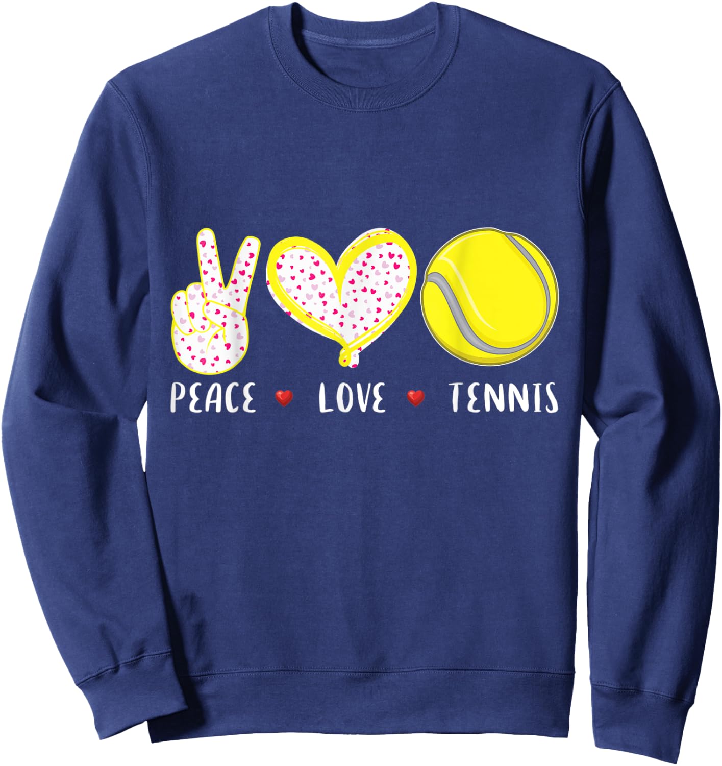 Peace Love Tennis Gifts for Girls Boys Kids Women Men Coach Sweatshirt - Sweatshirt | Navy