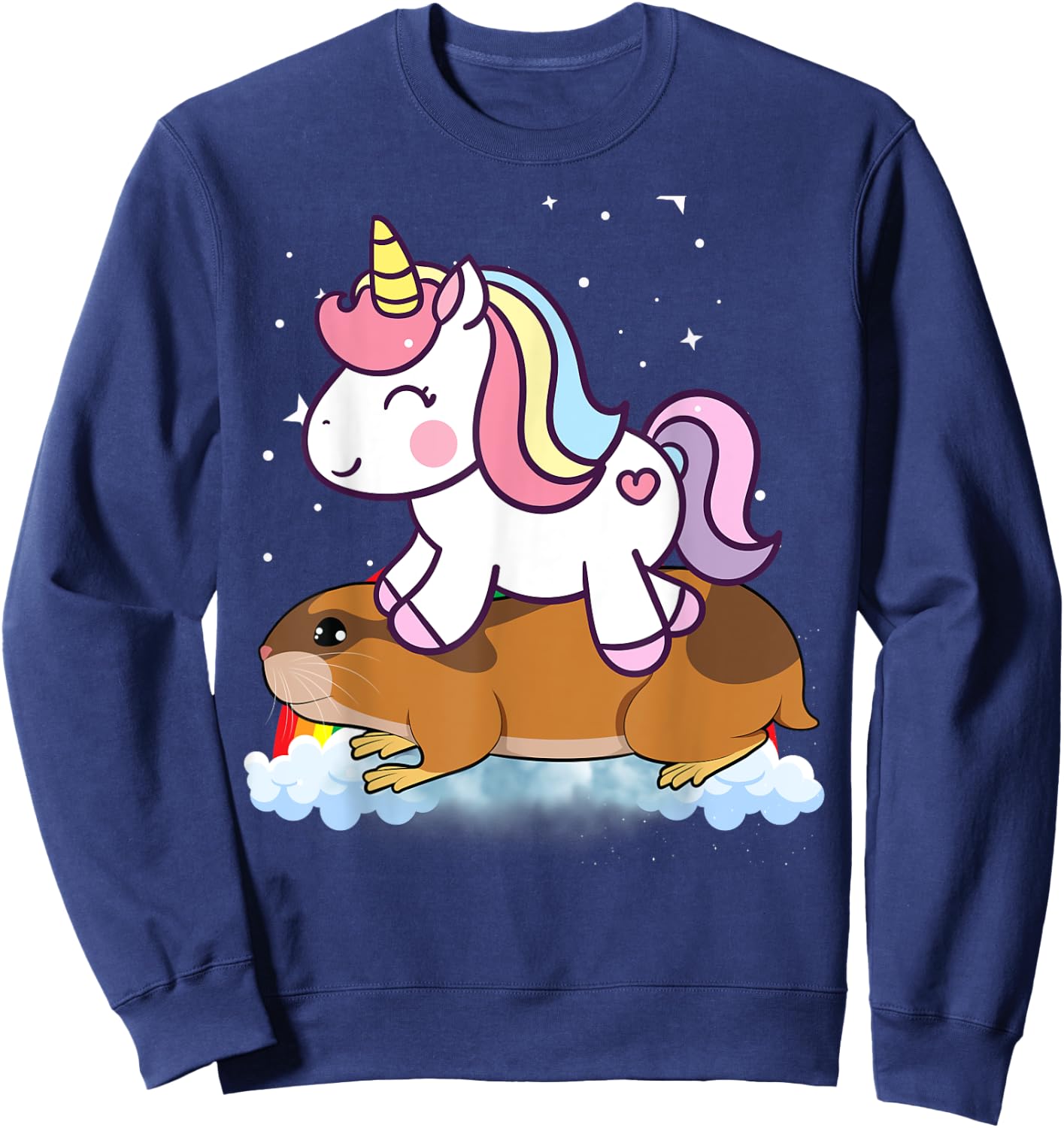 Unicorn Riding Lemming Boys Girls Men Women Kids Rainbow Sweatshirt - Sweatshirt | Navy