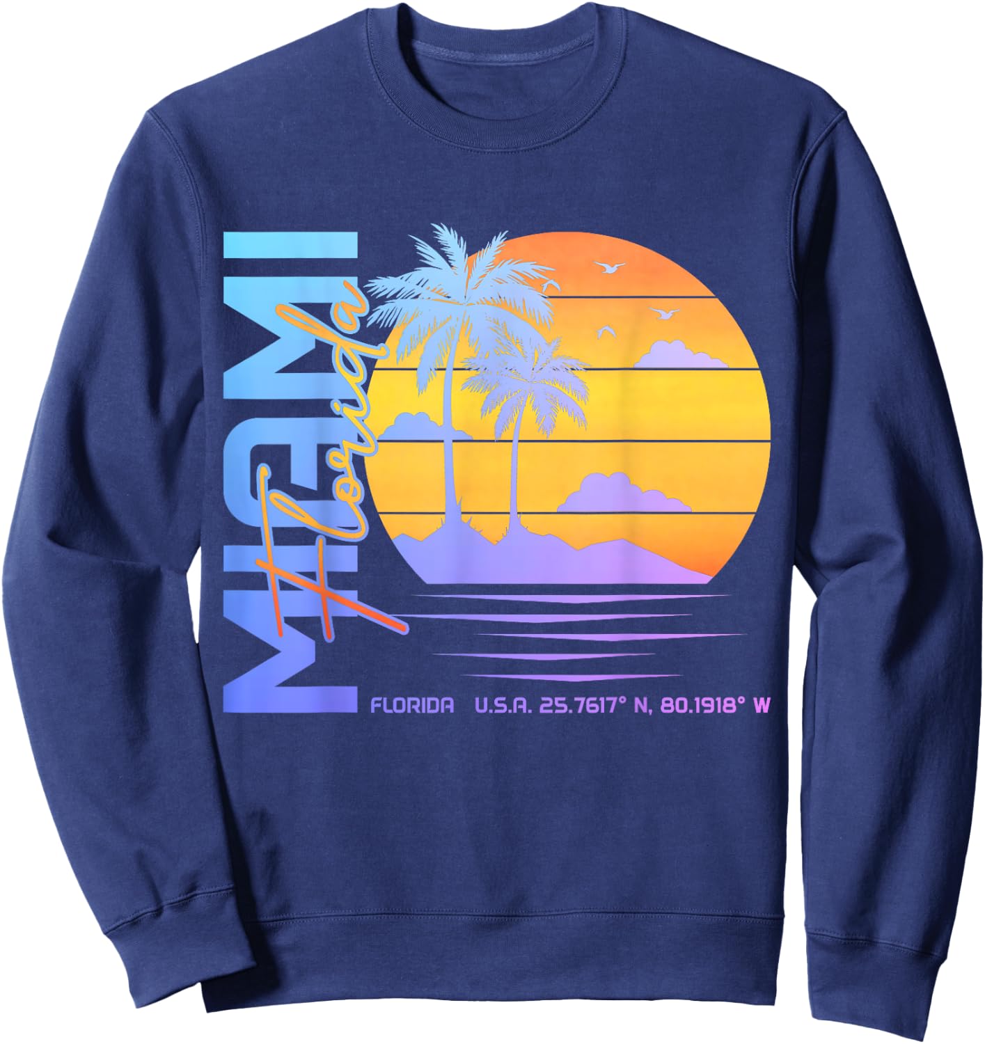 Miami Florida Vintage Retro Pride 305 Area Code Miami FL Sweatshirt - Sweatshirt | Navy