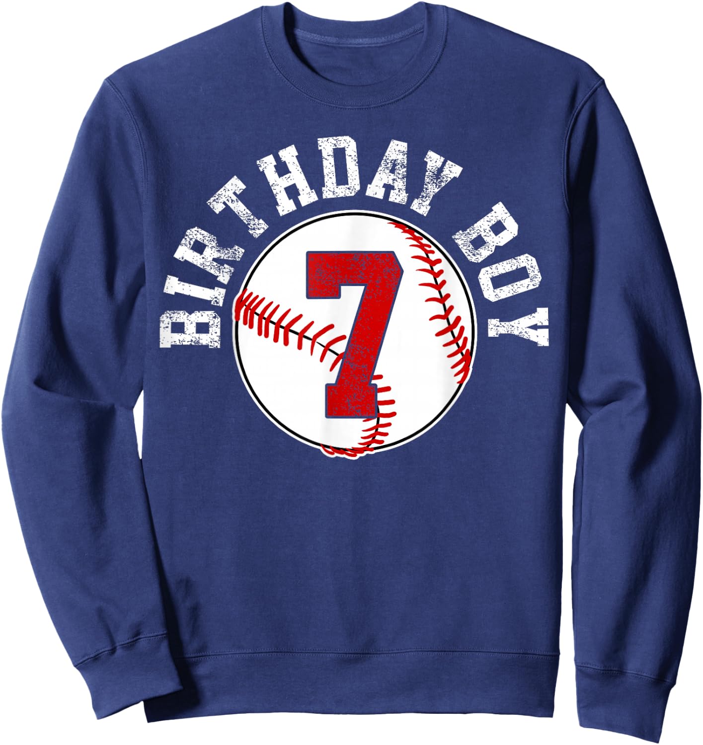Baseball 7th Birthday Party 7 Years Old Gift Sweatshirt - Sweatshirt | Navy