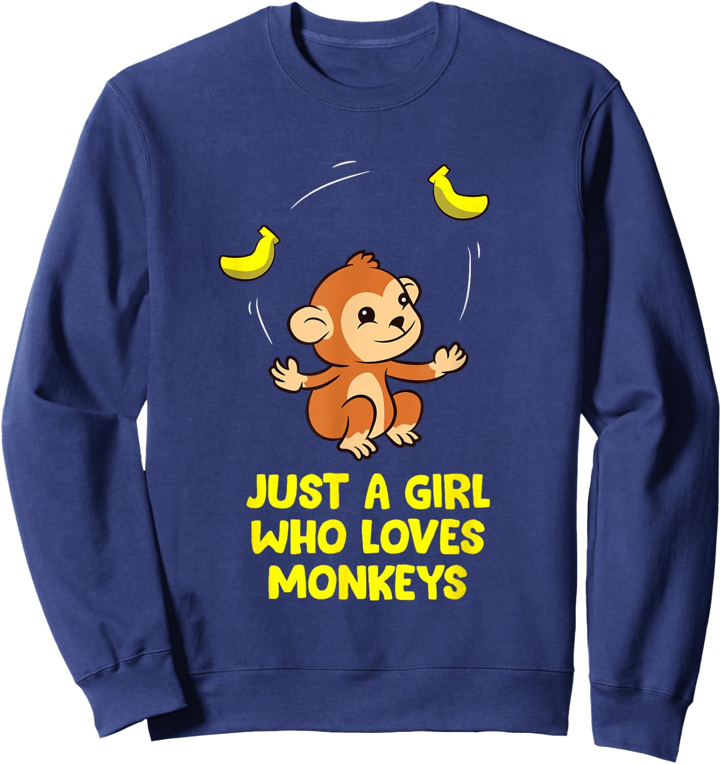 Monkey Lover Gift Just a Girl Who Loves Monkeys Sweatshirt - Sweatshirt | Navy