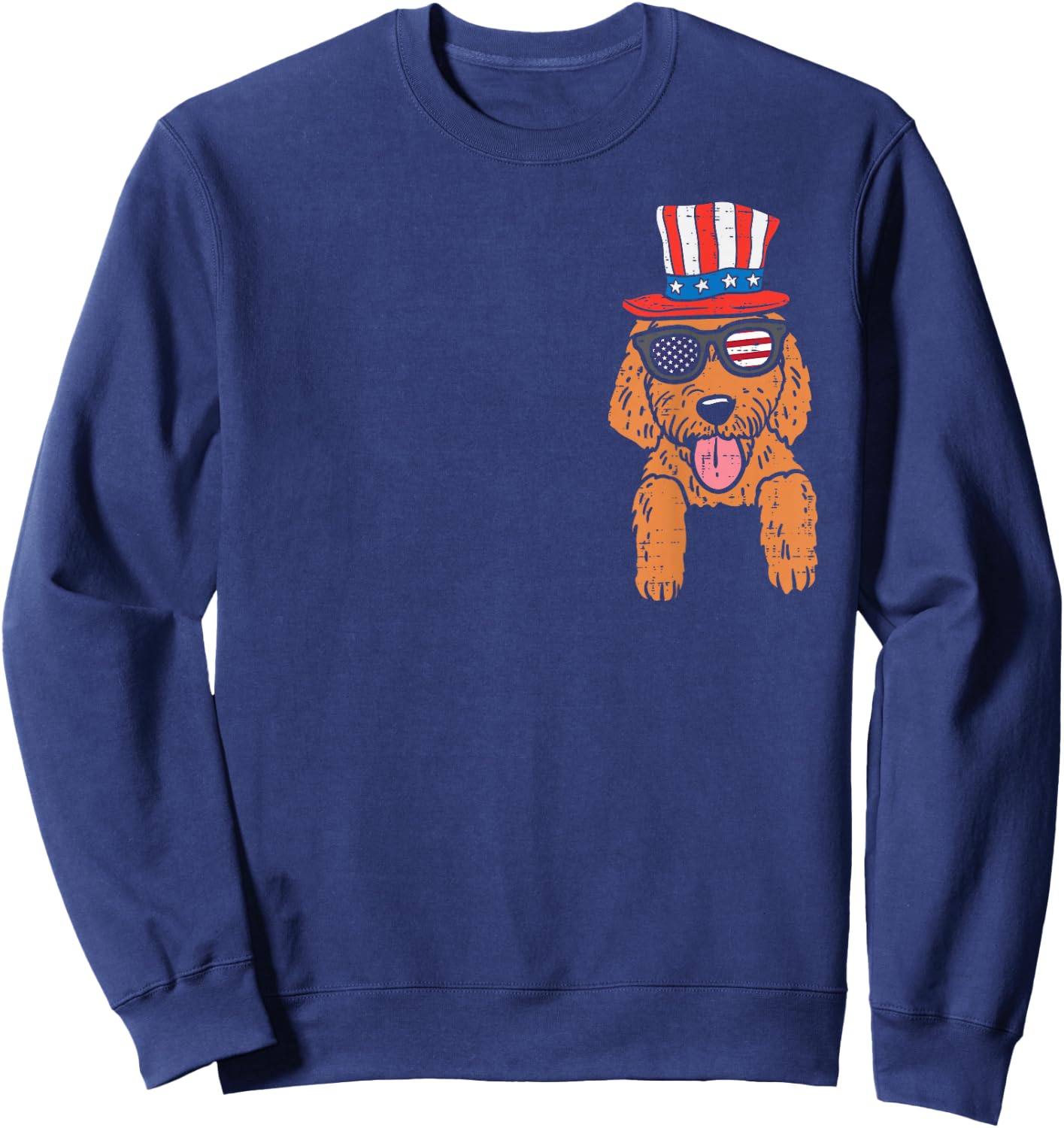 Goldendoodle Pocket American USA 4th Of July Fourth Dog Sweatshirt - Sweatshirt | Navy
