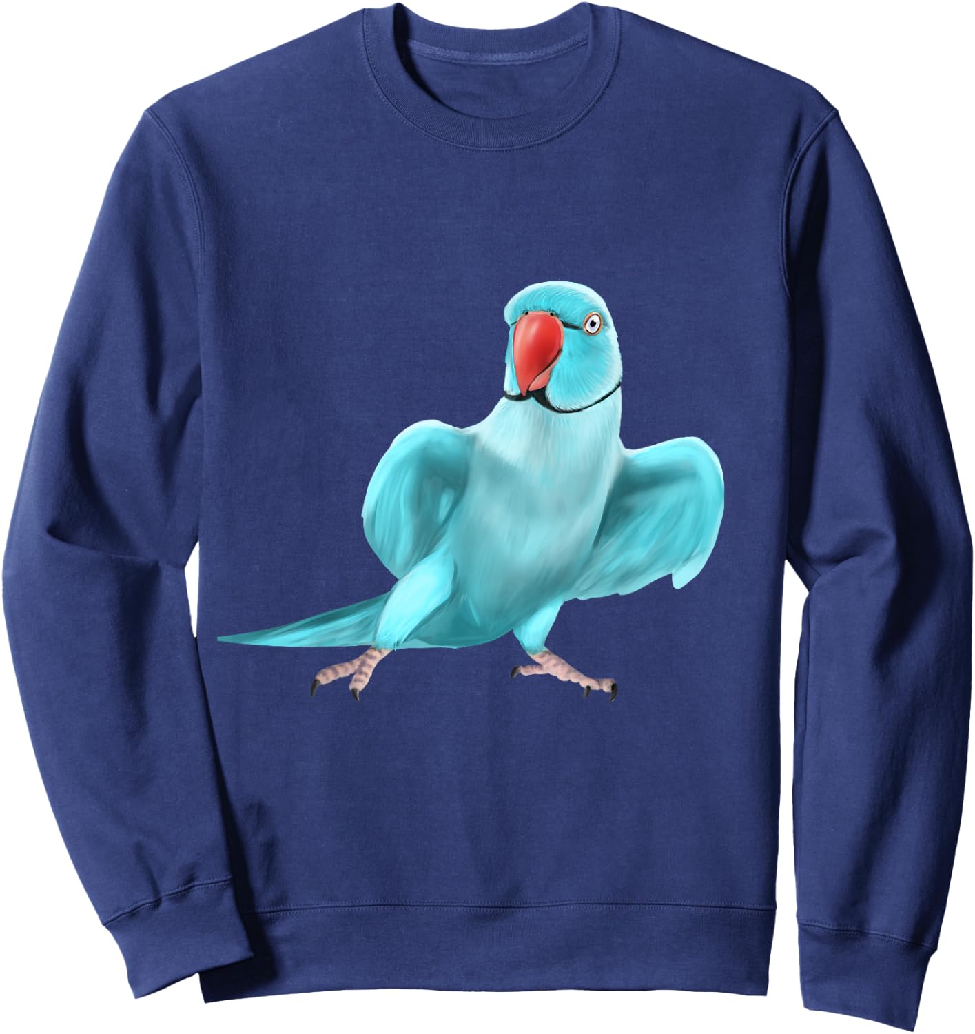 Blue Indian Ringneck Parrot Bird Sweatshirt - Sweatshirt | Navy