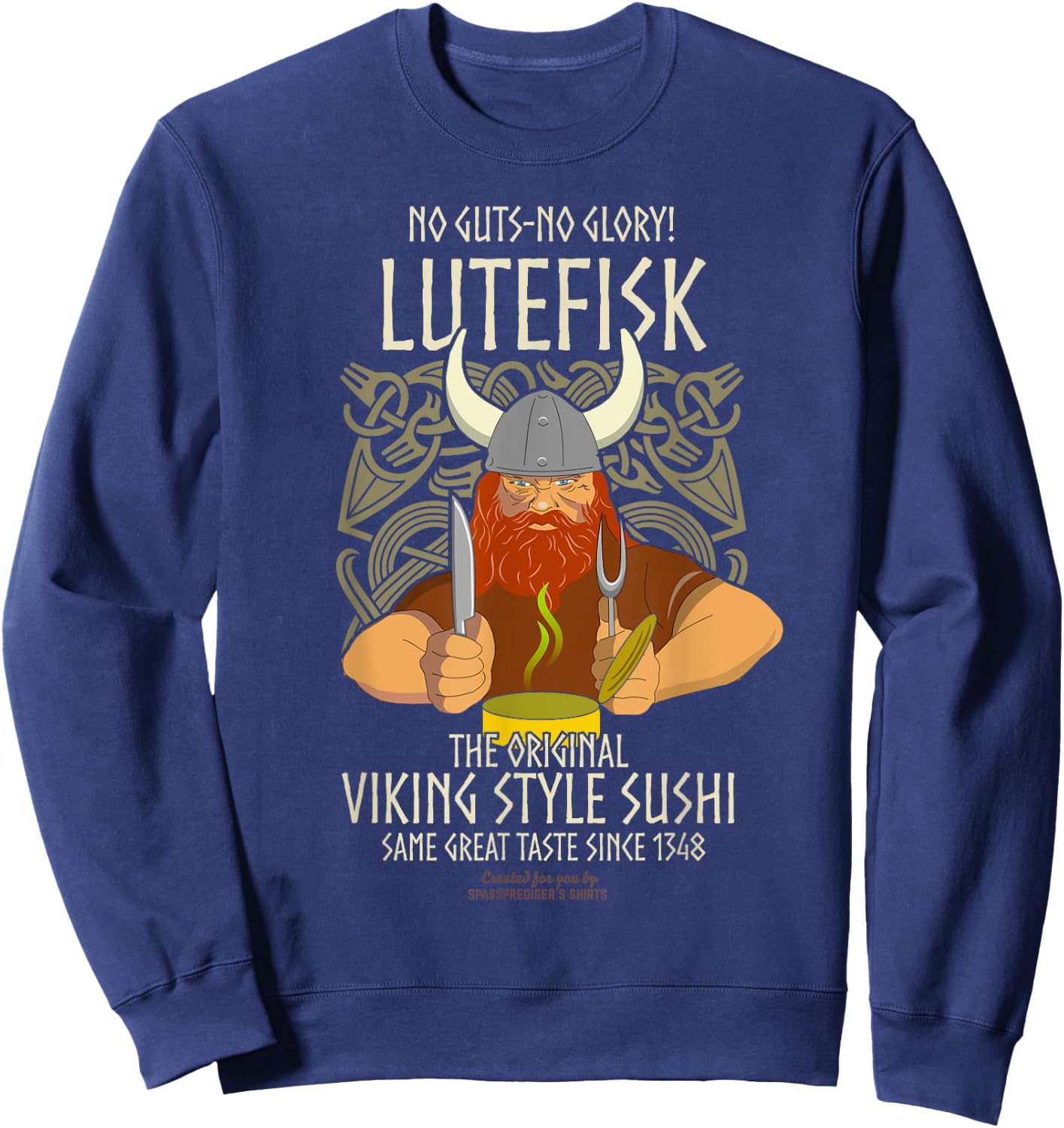 Lutefisk Christmas Fish Original Viking Sushi Funny Lutefisk Sweatshirt - Sweatshirt | Navy