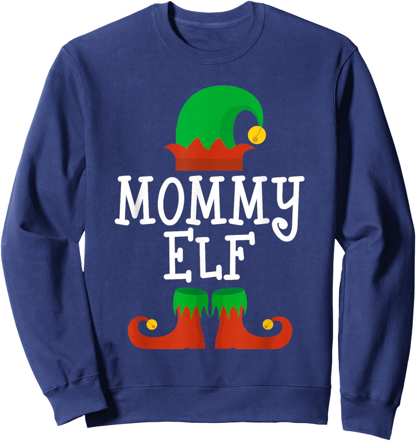 Family I'm The Mommy Elf Christmas Matching Pajama Funny Sweatshirt - Sweatshirt | Navy