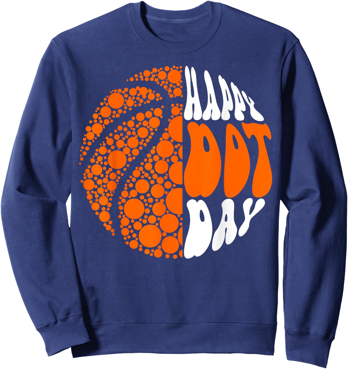Retro Groovy Basketball Ball Polka Dots Happy Dot Day Boy Sweatshirt - Sweatshirt | Navy