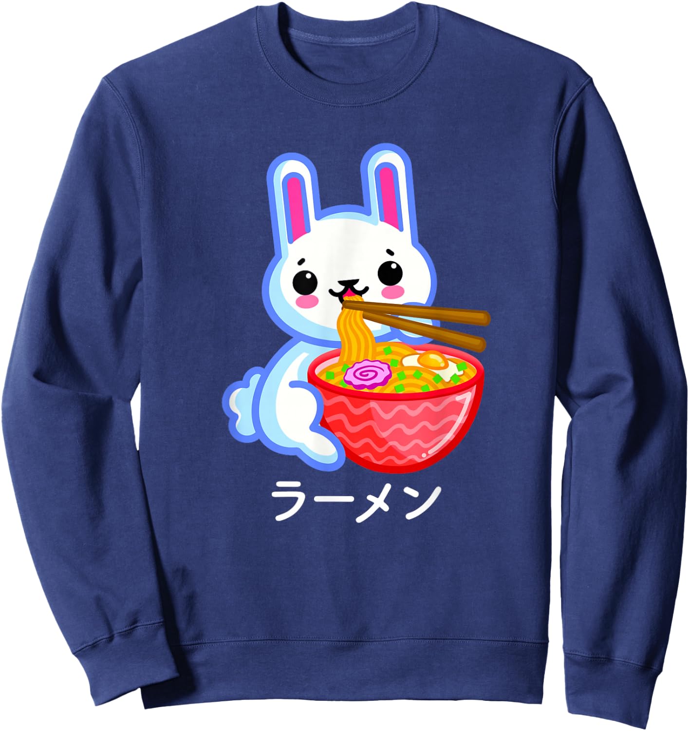 Rabbit Ramen Noodles Cute Bunny Lover Kawaii Japanese Anime Sweatshirt - Sweatshirt | Navy