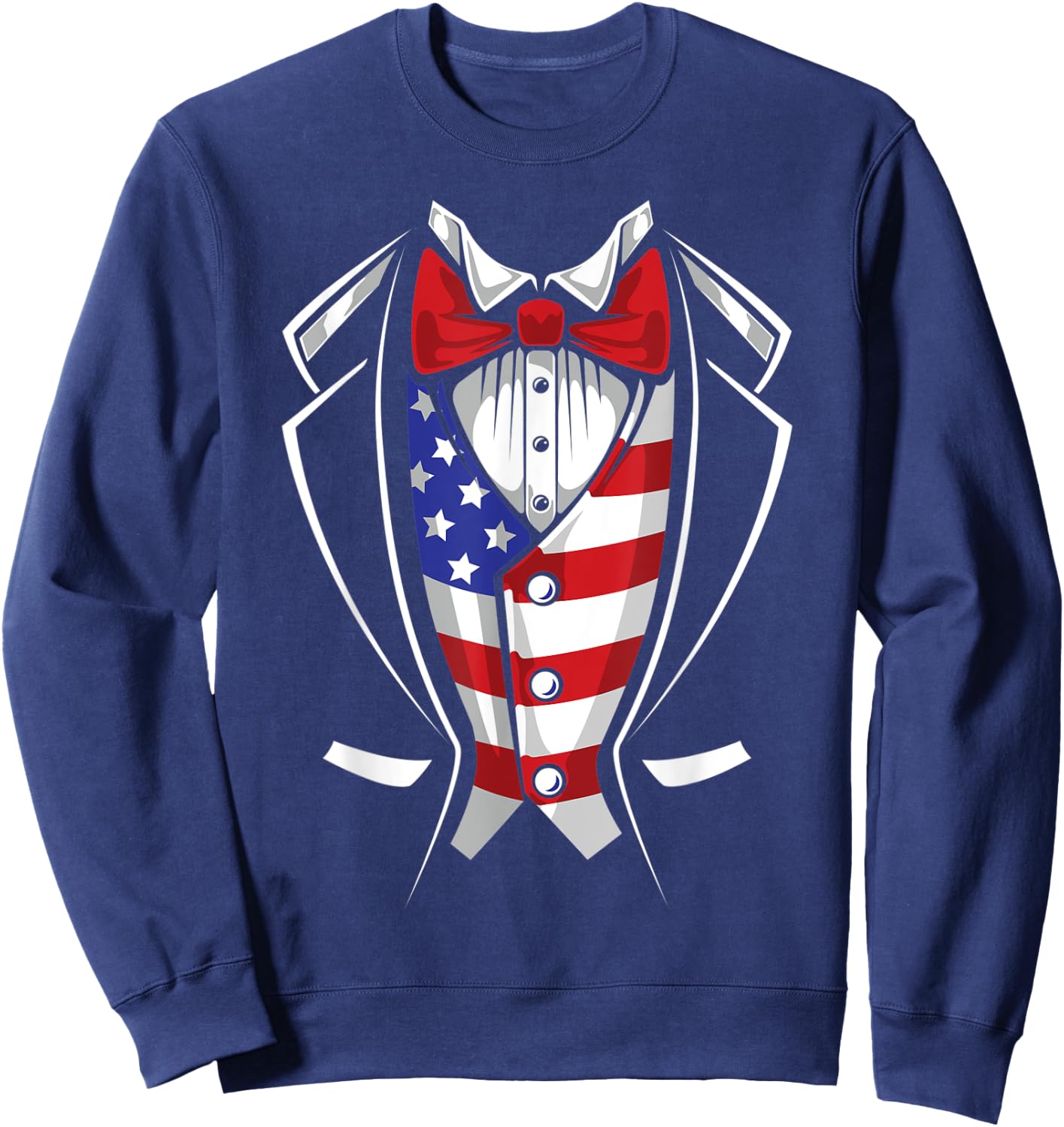 USA Suit Tuxedo Patriotic 4th of July Flag America American Sweatshirt - Sweatshirt | Navy