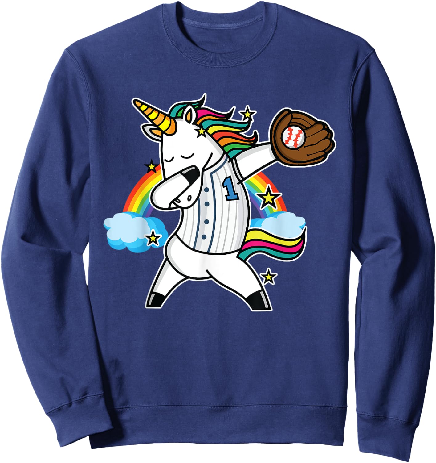 Unicorn Baseball Rainbow Baseball Lover I Unicorn Baseball Sweatshirt - Sweatshirt | Navy