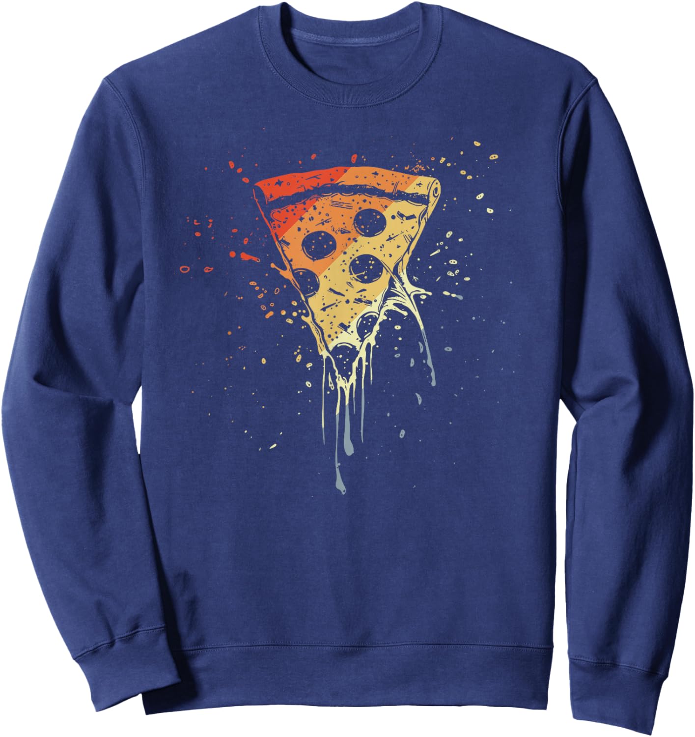 Vintage Pizza Slice Sketch Pizzeria Sweatshirt - Sweatshirt | Navy