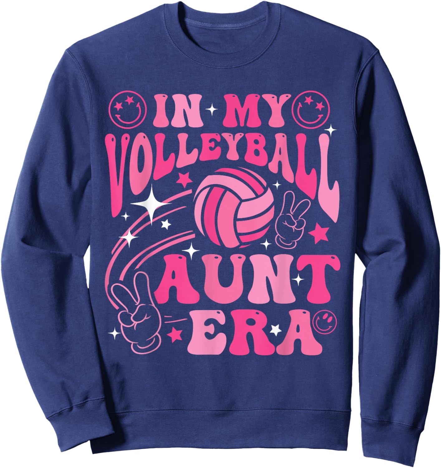 Groovy In My Volleyball Aunt Era Retro for Aunt Women Sweatshirt - Sweatshirt | Navy