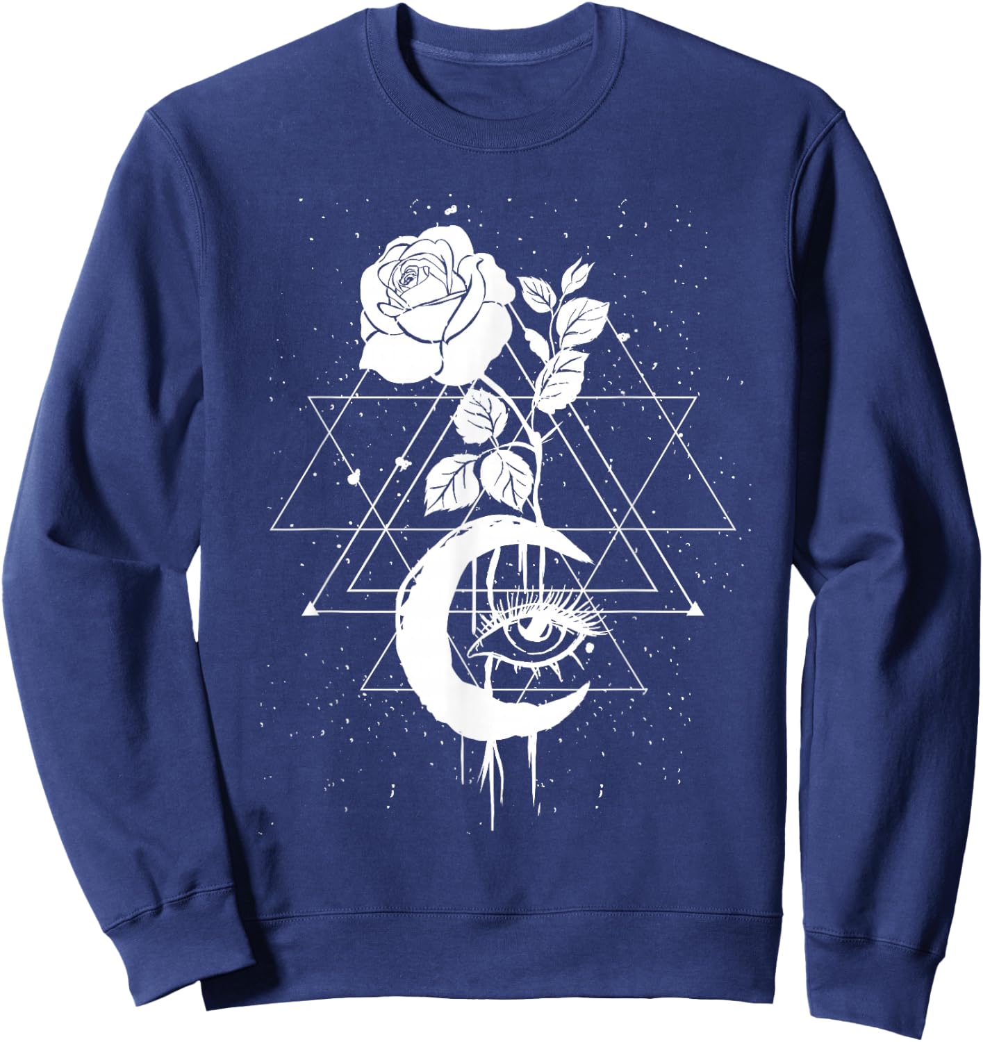 Occult Moon Rose Occultism Witchcraft Moon Rose Goth Sweatshirt - Sweatshirt | Navy