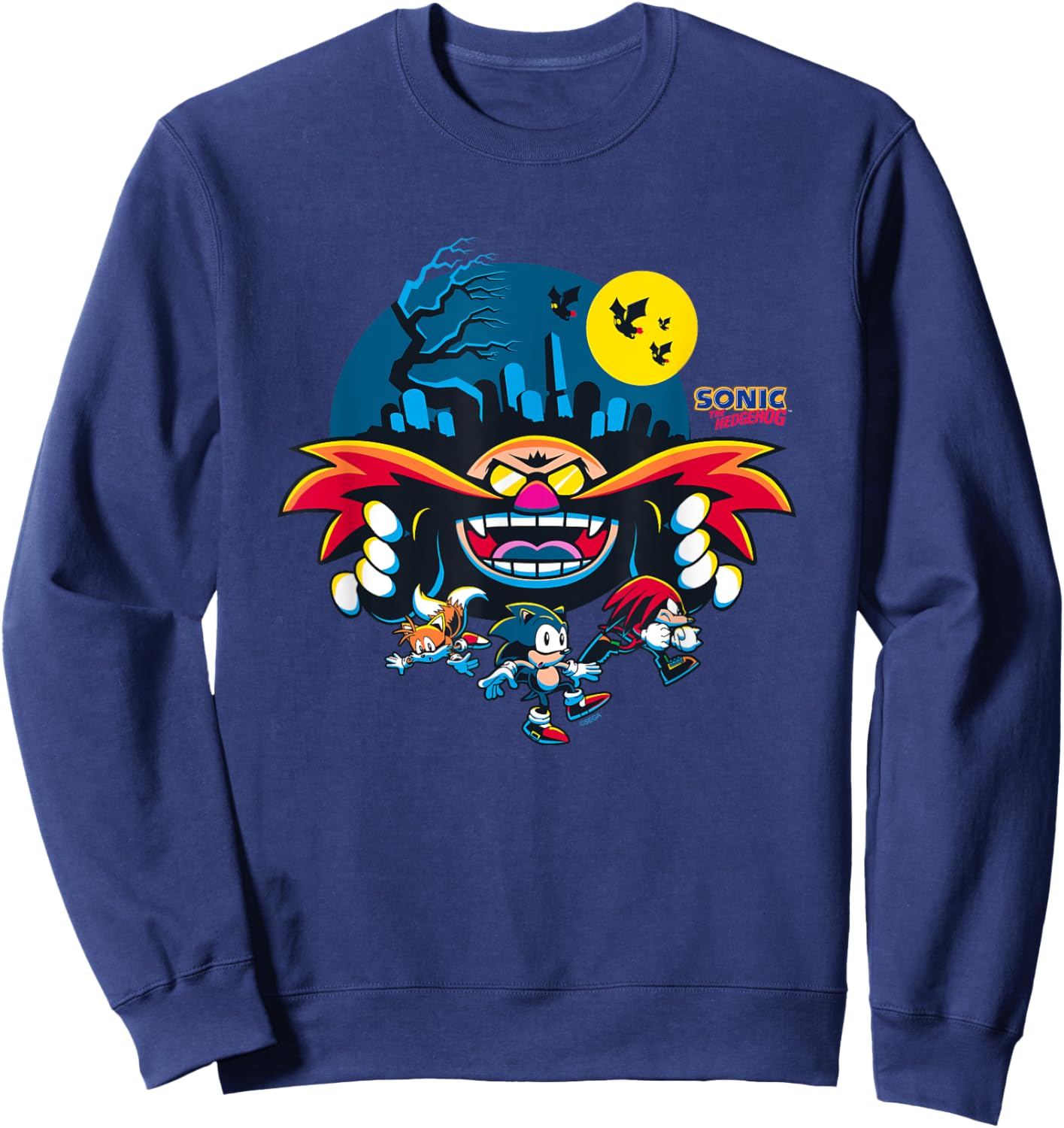 Sonic The Hedgehog Halloween Friends Haunted By Eggman Sweatshirt - Sweatshirt | Navy