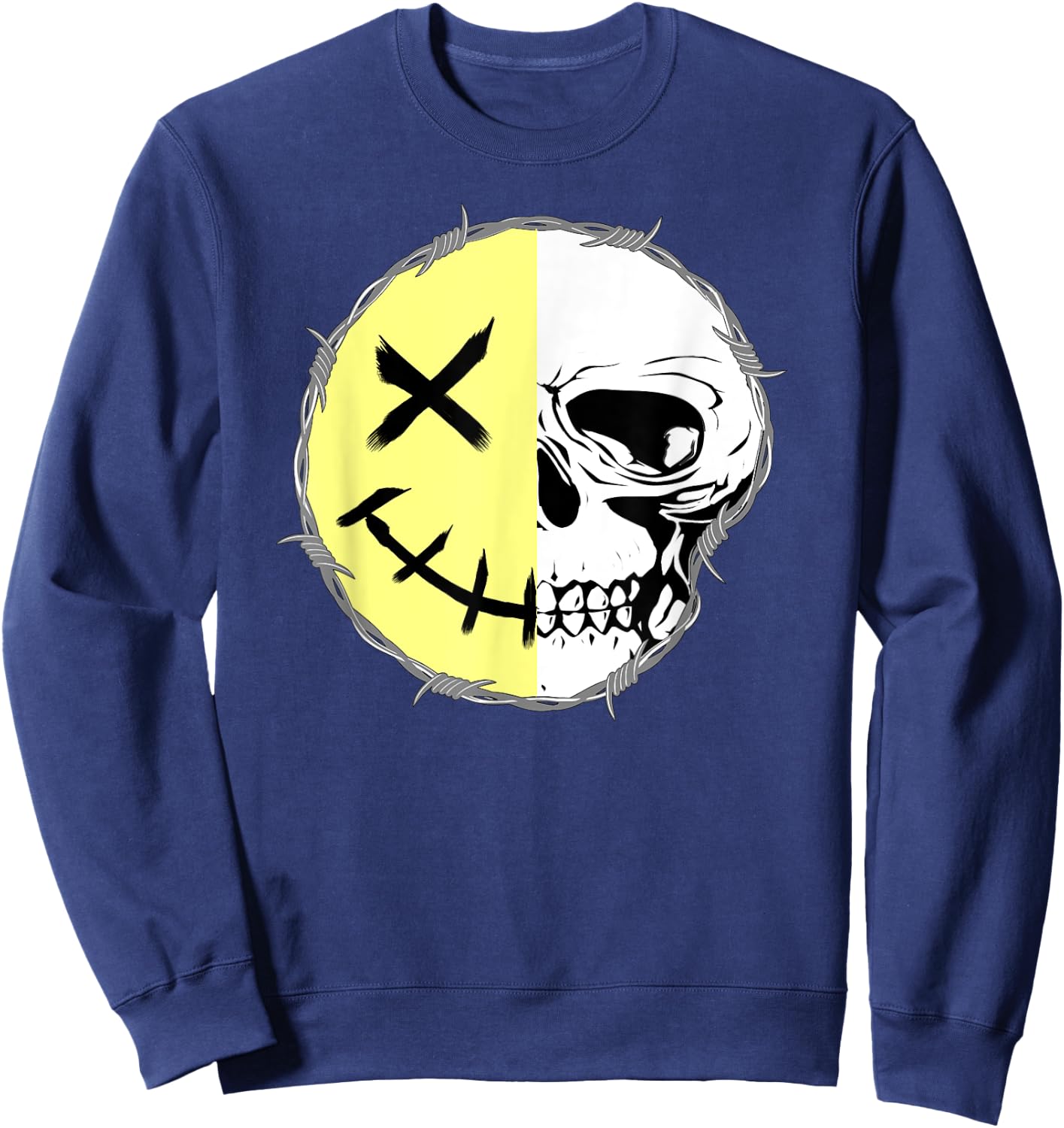 Smile Skull Skeleton Face Skull Sweatshirt - Sweatshirt | Navy