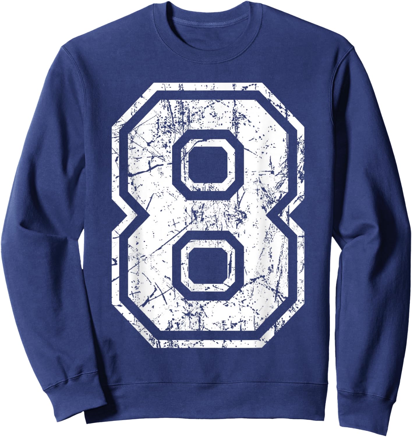 Sports Jersey Grunge Number 8 Fan Team Player Birthday Gift Sweatshirt - Sweatshirt | Navy