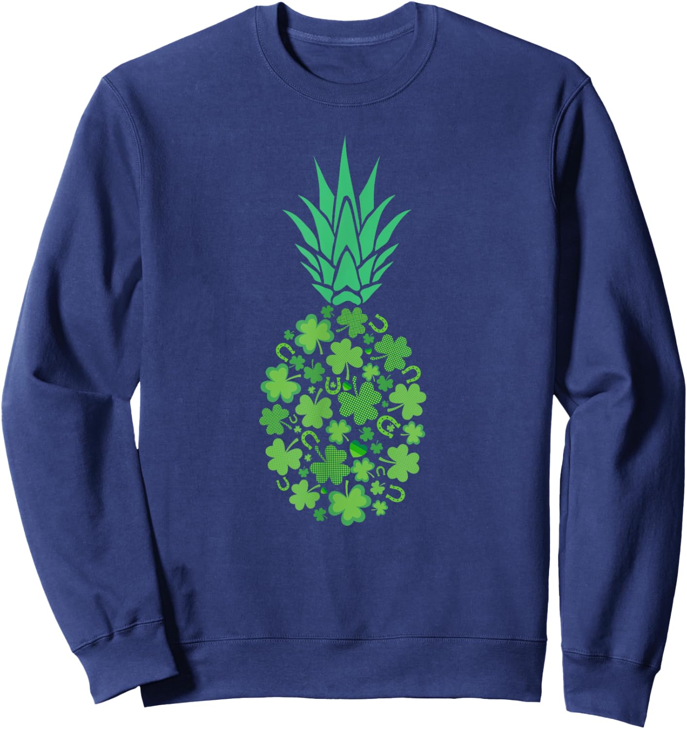 St Patricks Day Hawaiian Pineapple Lucky Shamrock Horseshoe Sweatshirt - Sweatshirt | Navy