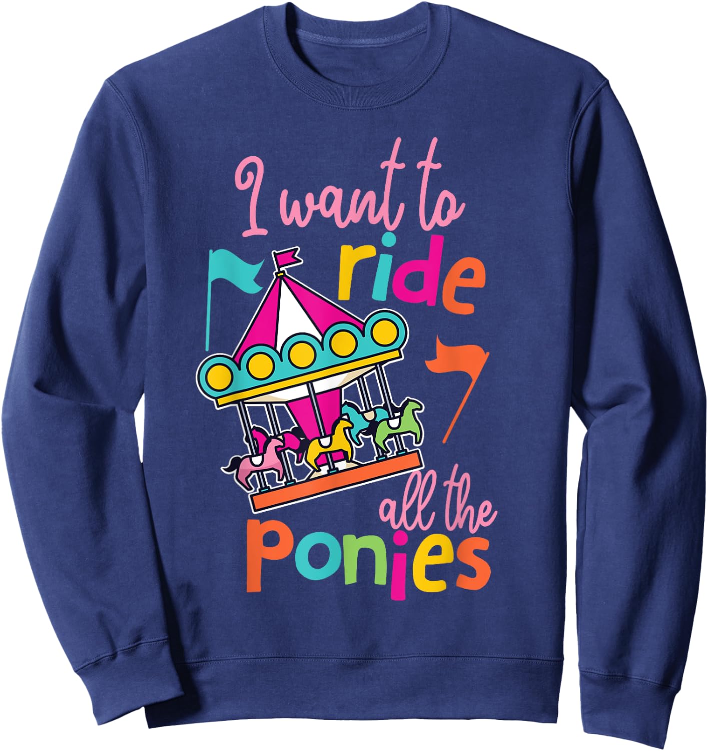 Carousel Horse Merry-Go-Round Design for Girls Sweatshirt - Sweatshirt | Navy