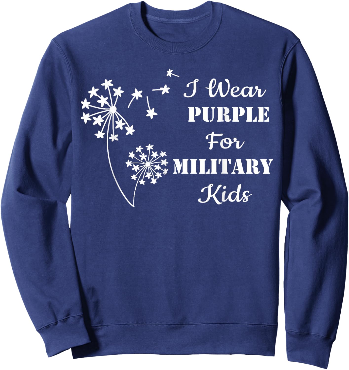 I Wear Purple For Military Kids Month Of The Military Child Sweatshirt - Sweatshirt | Navy