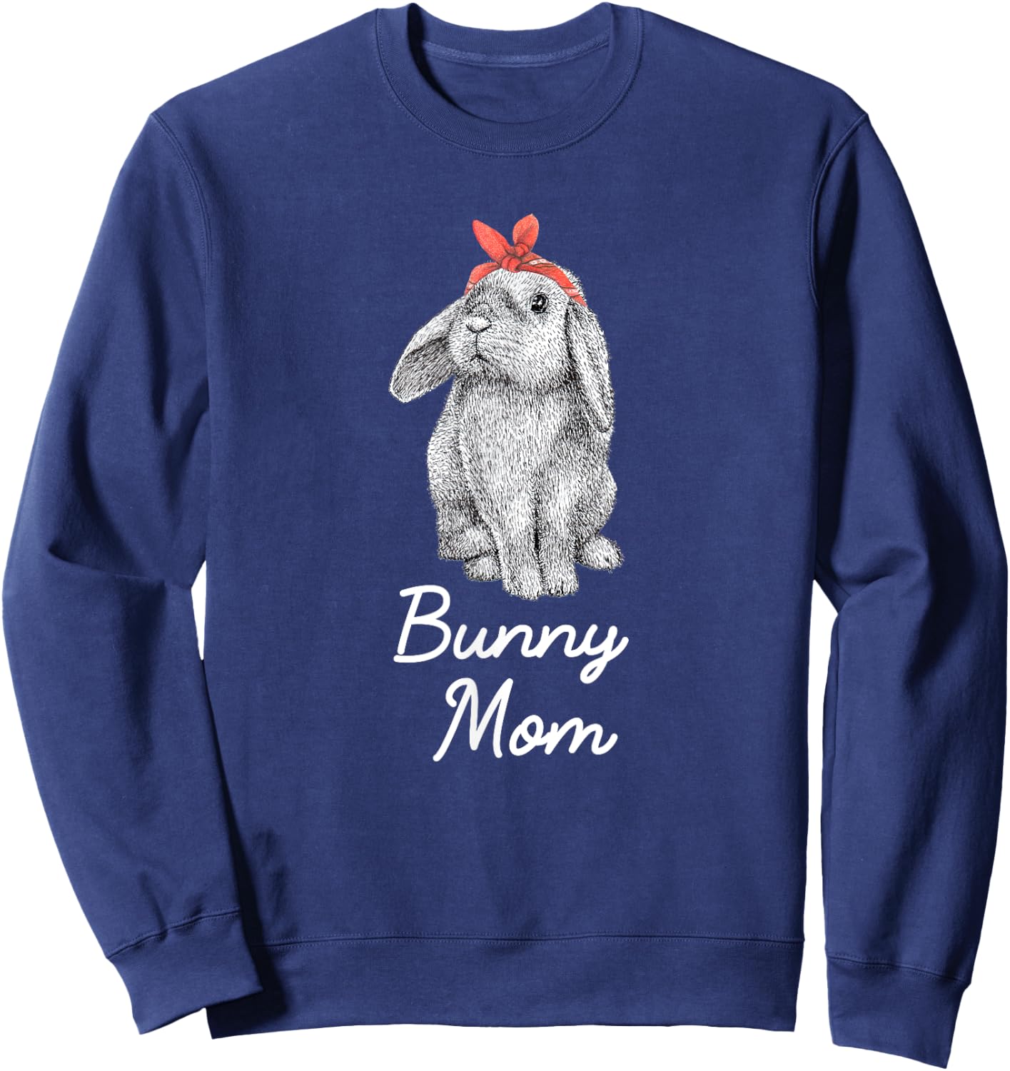Lop Eared Bunny Rabbit Mom Drawing Sweatshirt - Sweatshirt | Navy