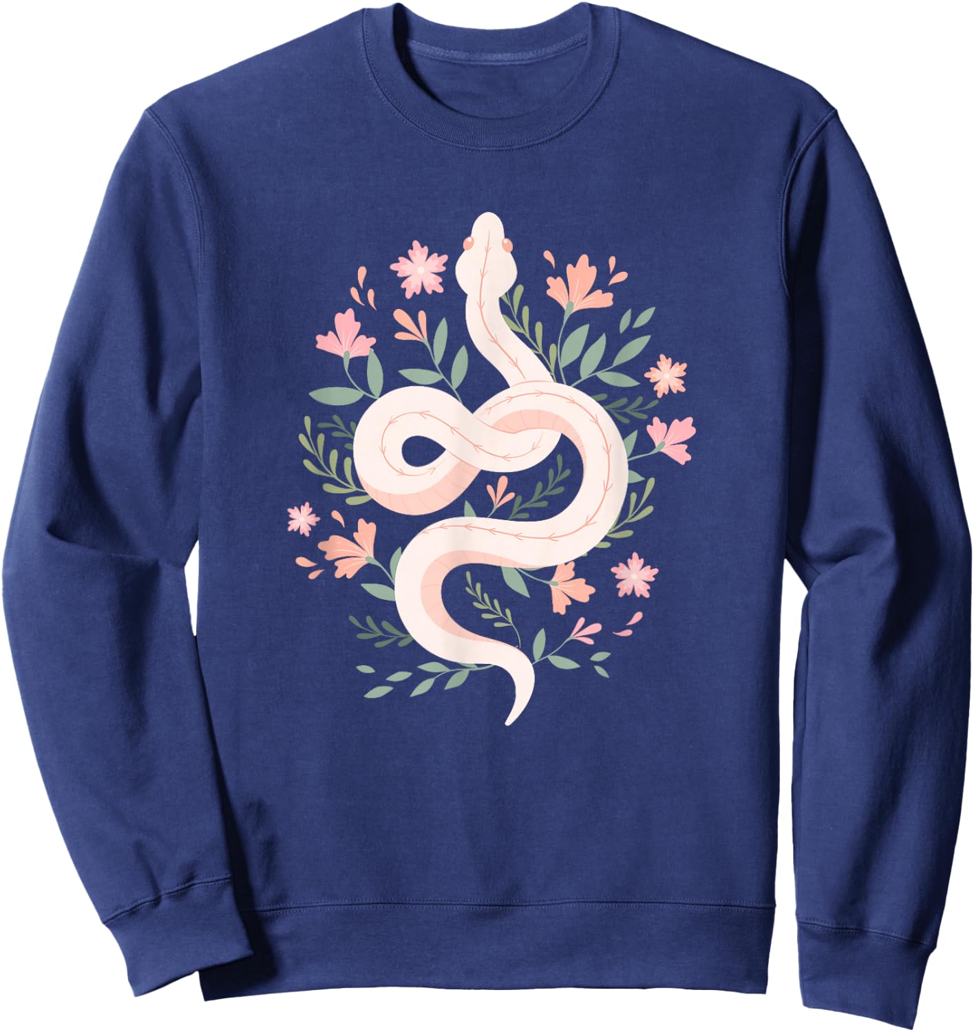 Aesthetic Graphic Mystical Snake Flower Pastel Goth Sweatshirt - Sweatshirt | Navy