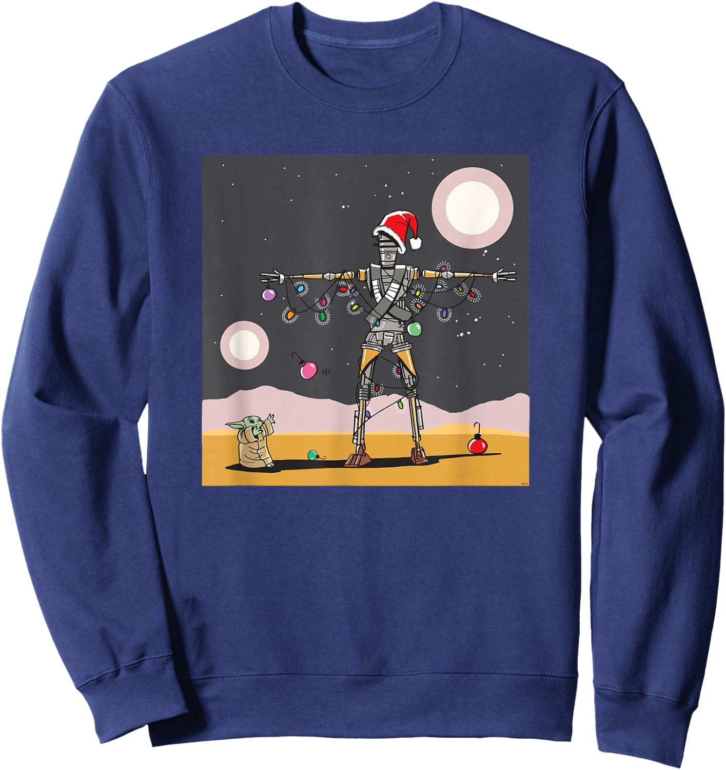 Star Wars Grogu IG-11 Droid Holiday Tatooine Christmas Tree Sweatshirt - Sweatshirt | Navy