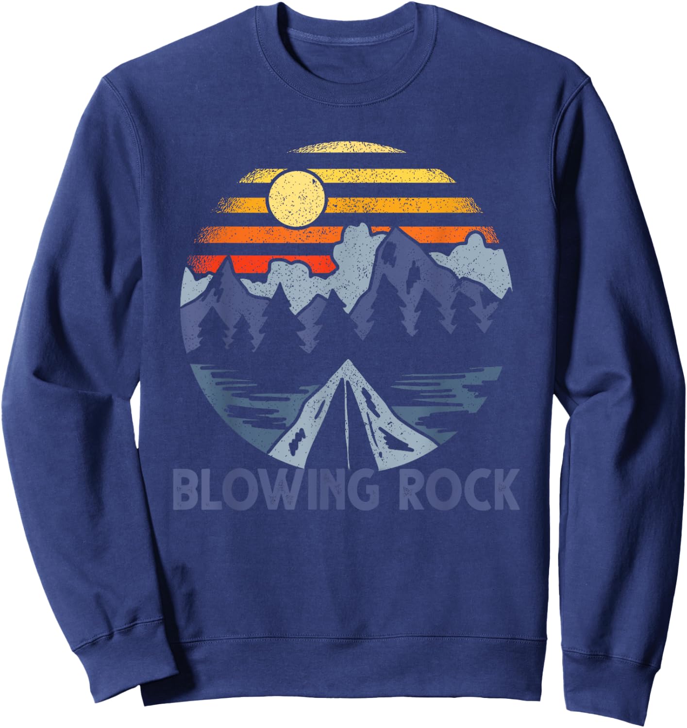 Blowing Rock, North Carolina Blue Ridge Mountains Camping Sweatshirt - Sweatshirt | Navy