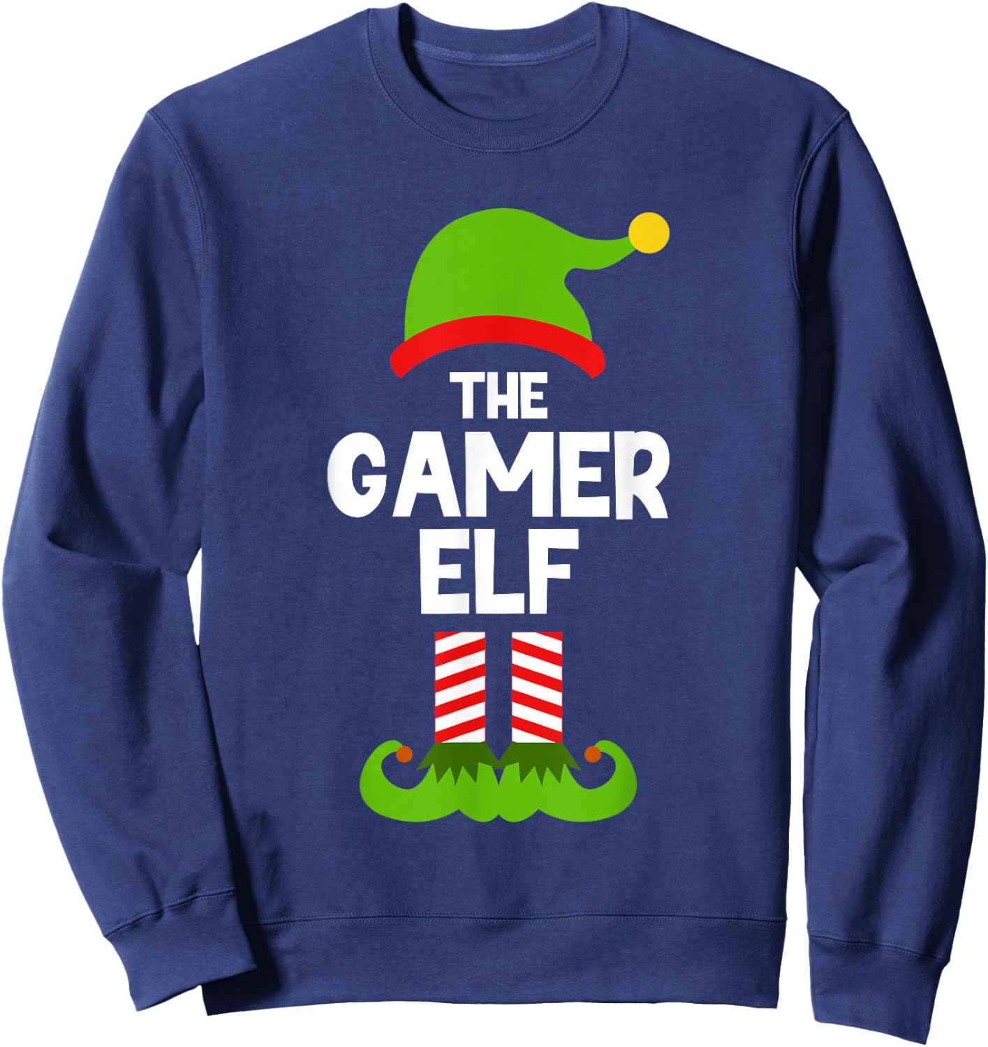 Funny The Gamer Elf Christmas Family Pajama Video Gaming Sweatshirt - Sweatshirt | Navy