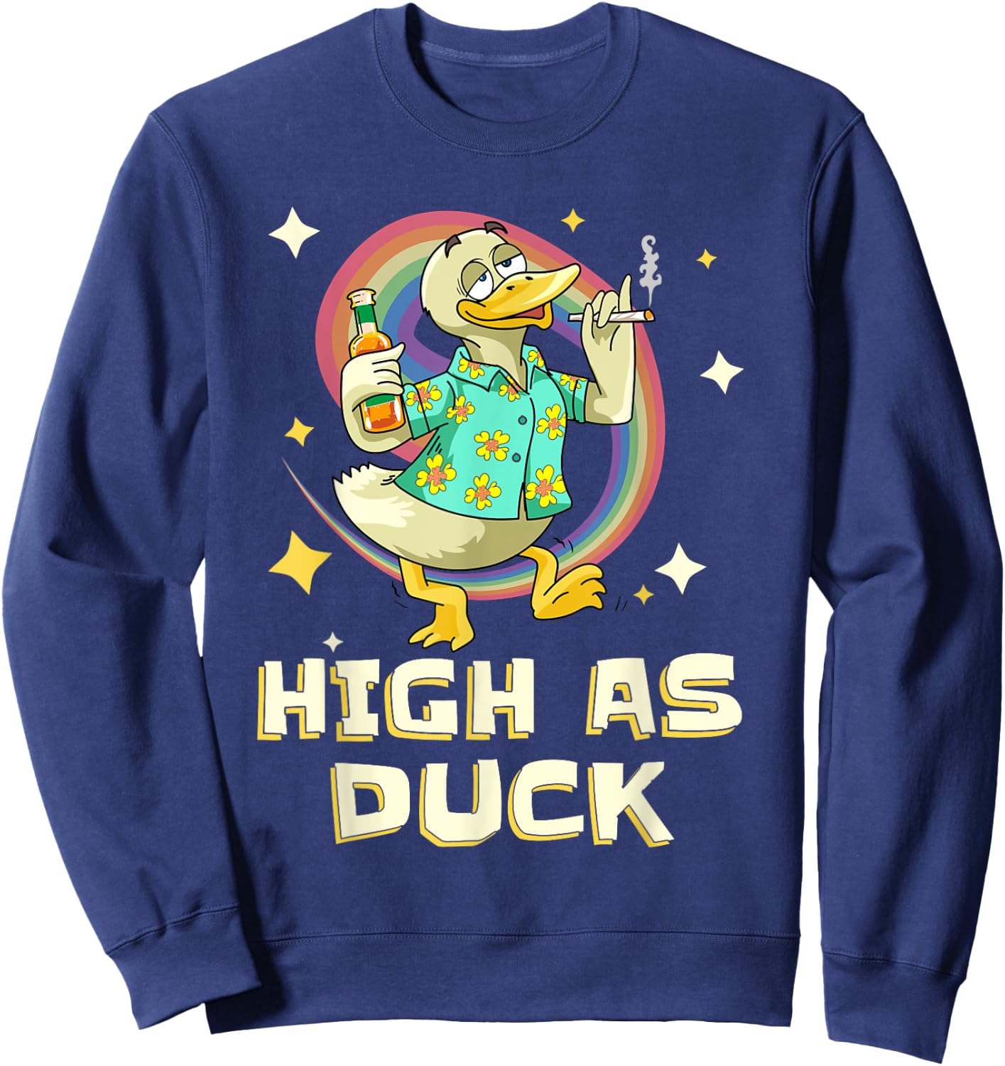 Grass Duck Weekend Cannabis Stiffer THC Joint Beer Weed Sweatshirt - Sweatshirt | Navy