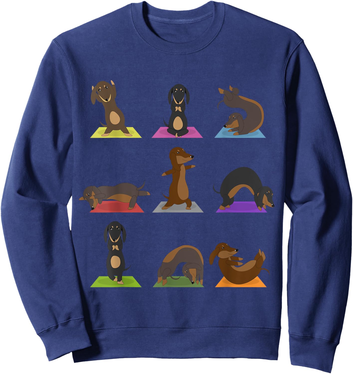 Yoga Dachshund Funny Meditation Dog Lover Zen Men Women Sweatshirt - Sweatshirt | Navy
